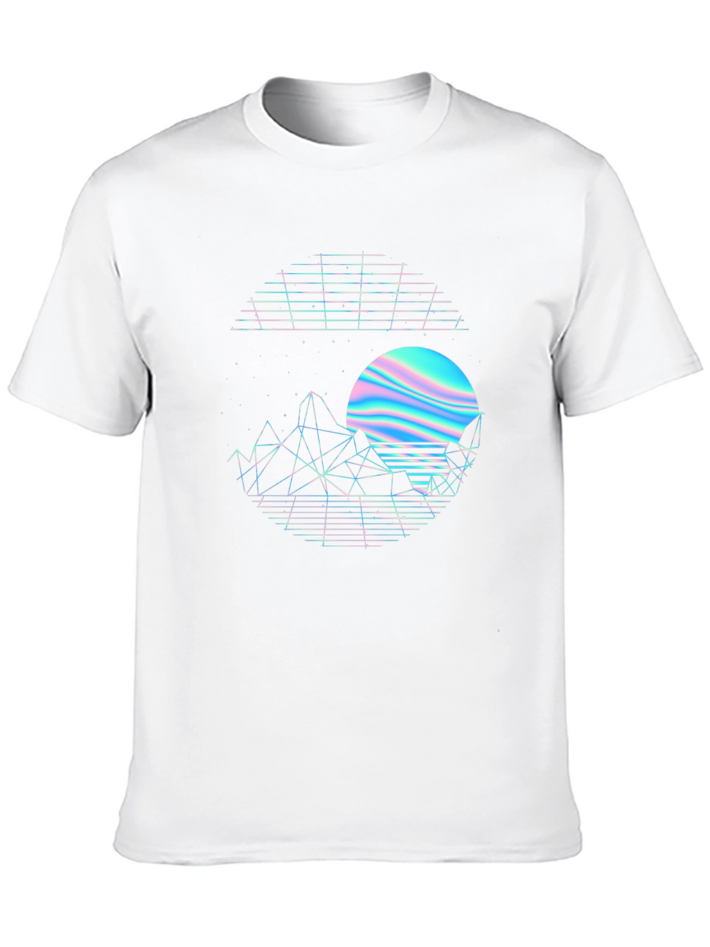 Retro Sunset Graphic Tee - Black Crew Neck Shirt
