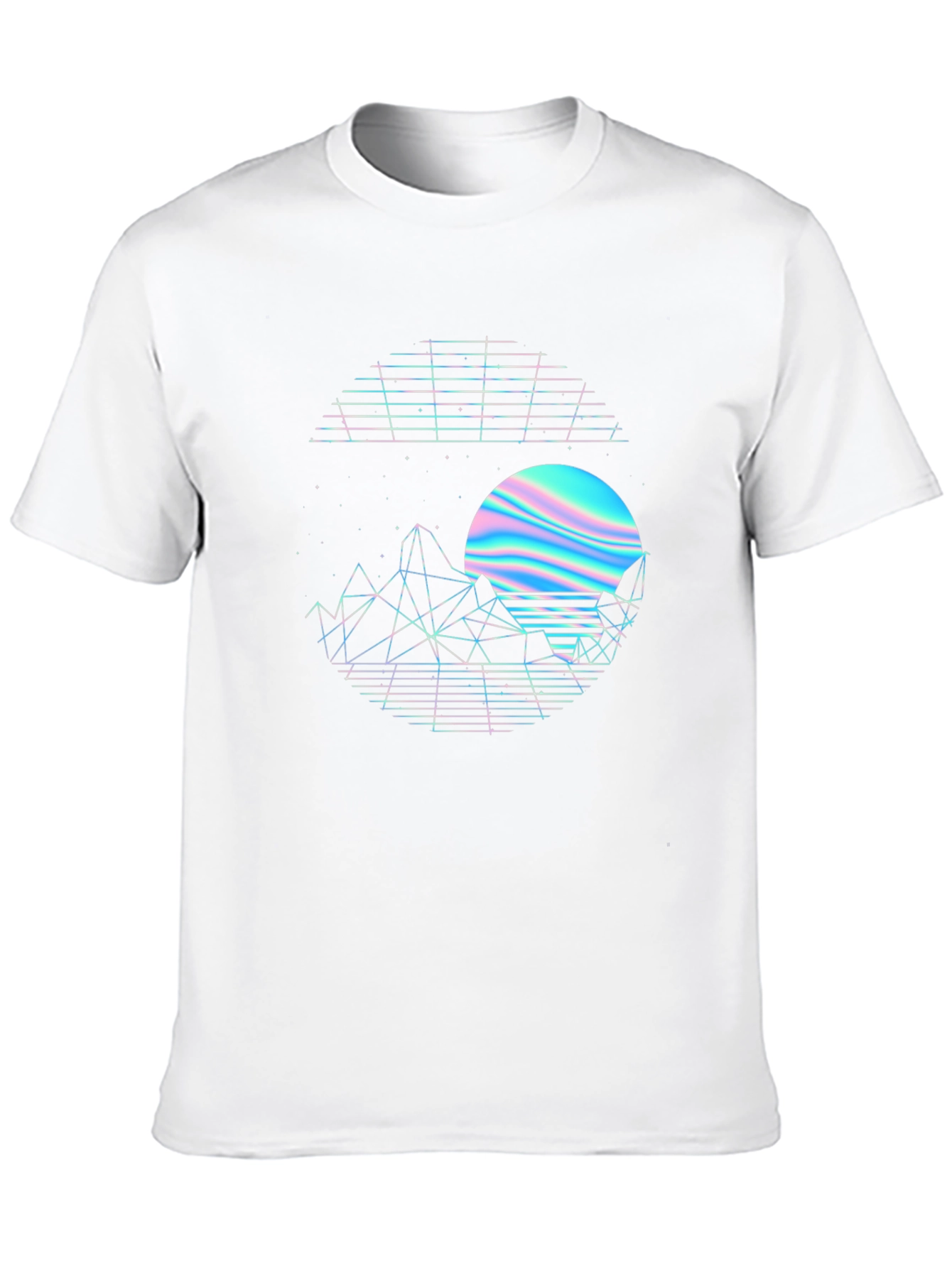 Retro Sunset Graphic Tee - Black Crew Neck Shirt