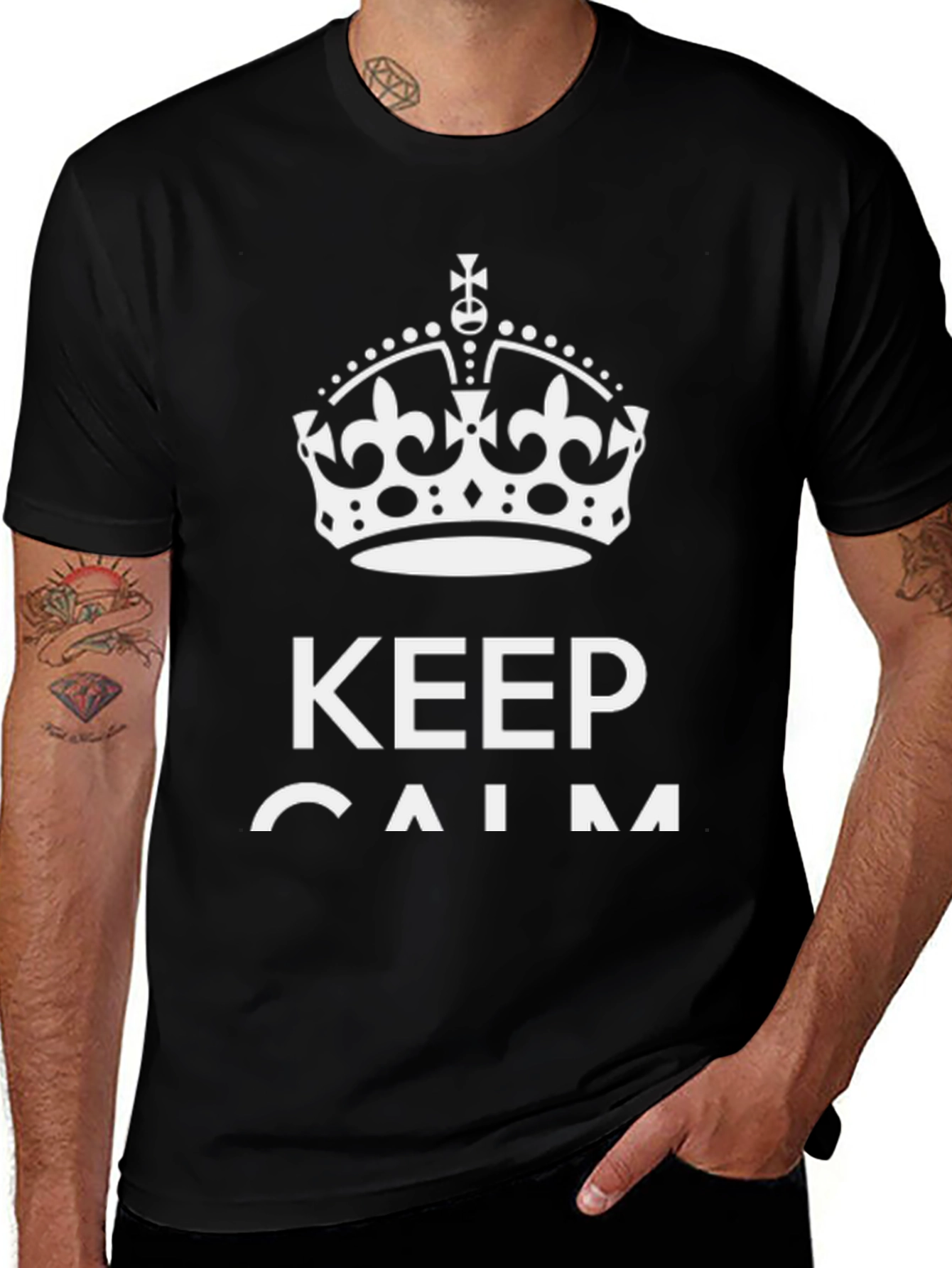 Keep Calm Crown T-Shirt - Mens Black Graphic Tee
