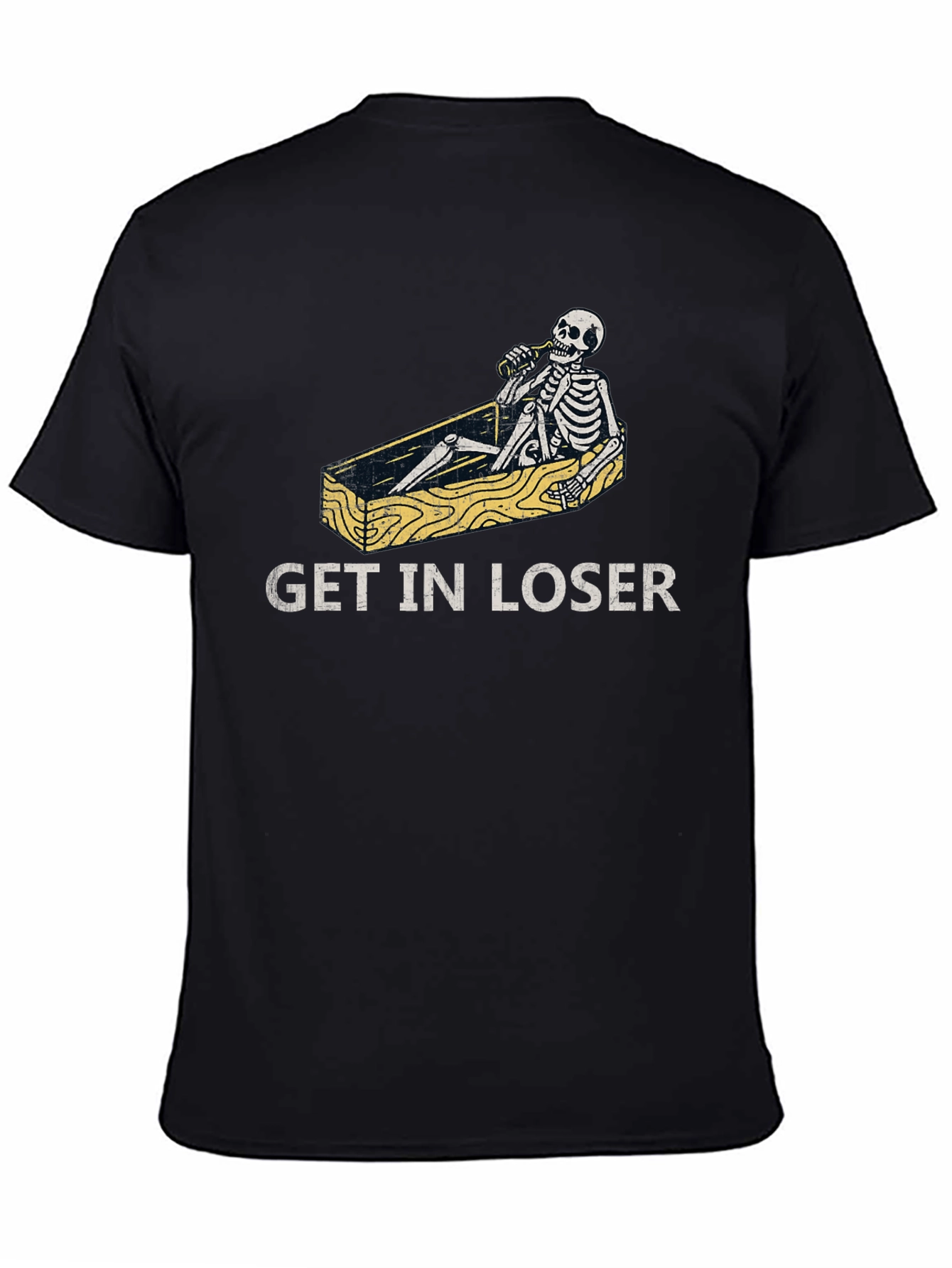 Get in Loser T-Shirt Funny Skeleton Coffin Tee