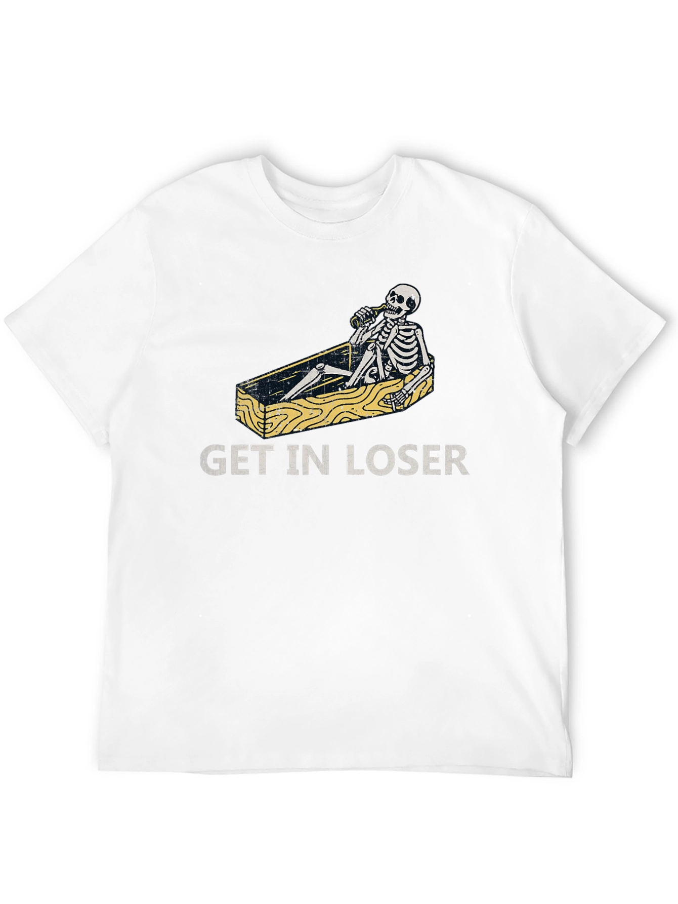 Get in Loser T-Shirt Funny Skeleton Coffin Tee