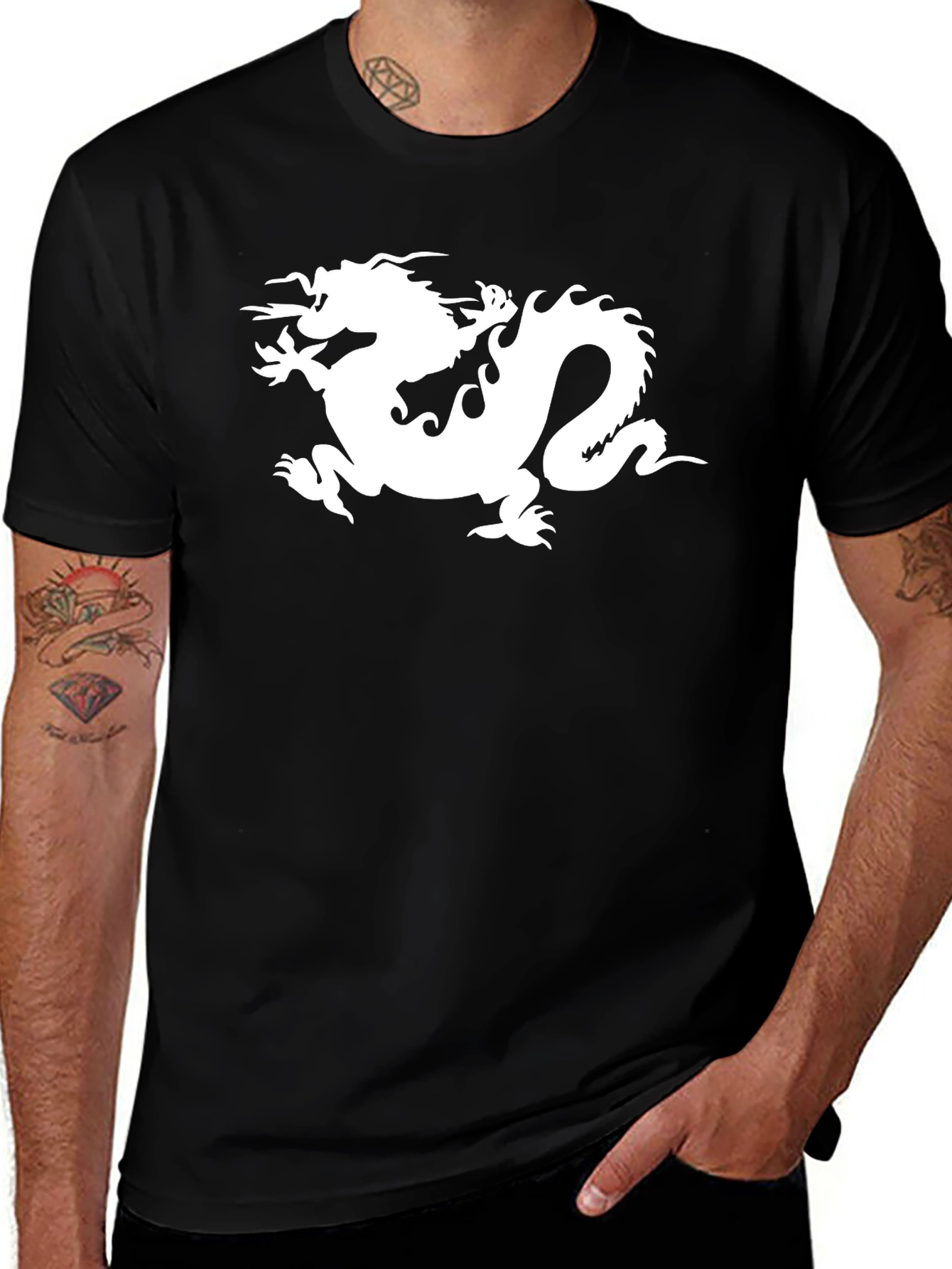 Dragon Graphic Tee - Mens Black Cotton T-Shirt