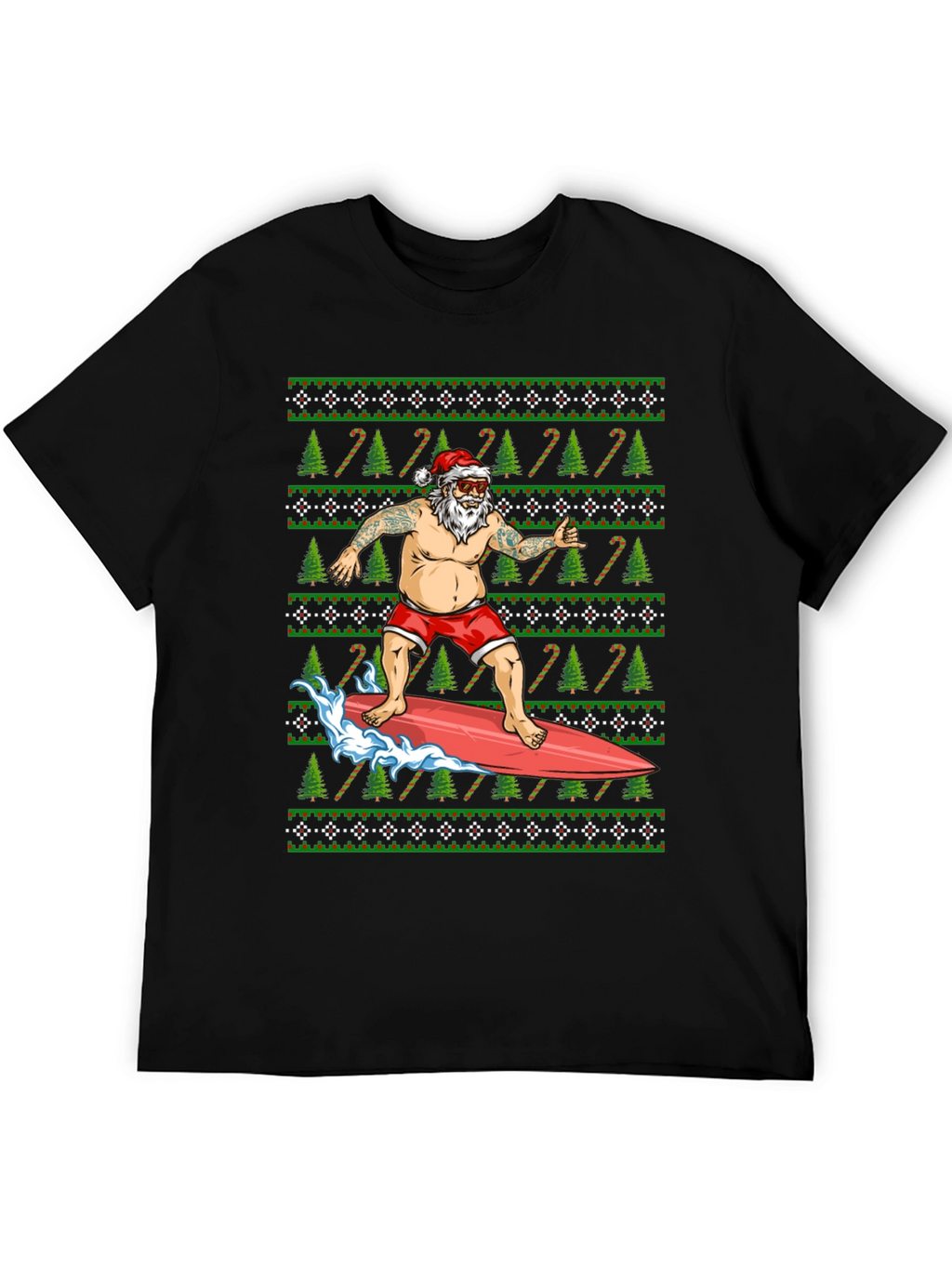 Surfing Santa T-Shirt - Christmas Holiday Tee