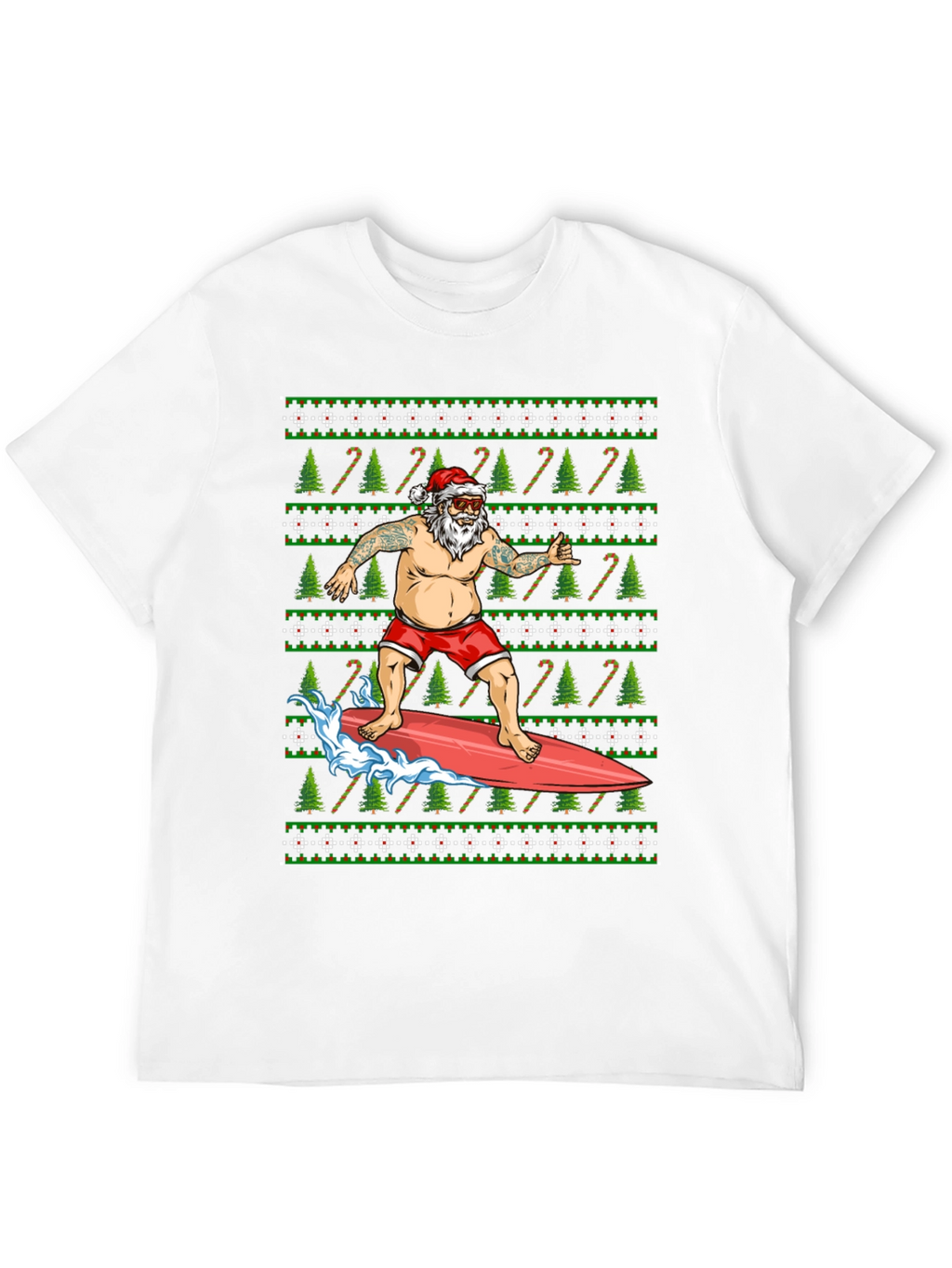 Surfing Santa T-Shirt - Christmas Holiday Tee