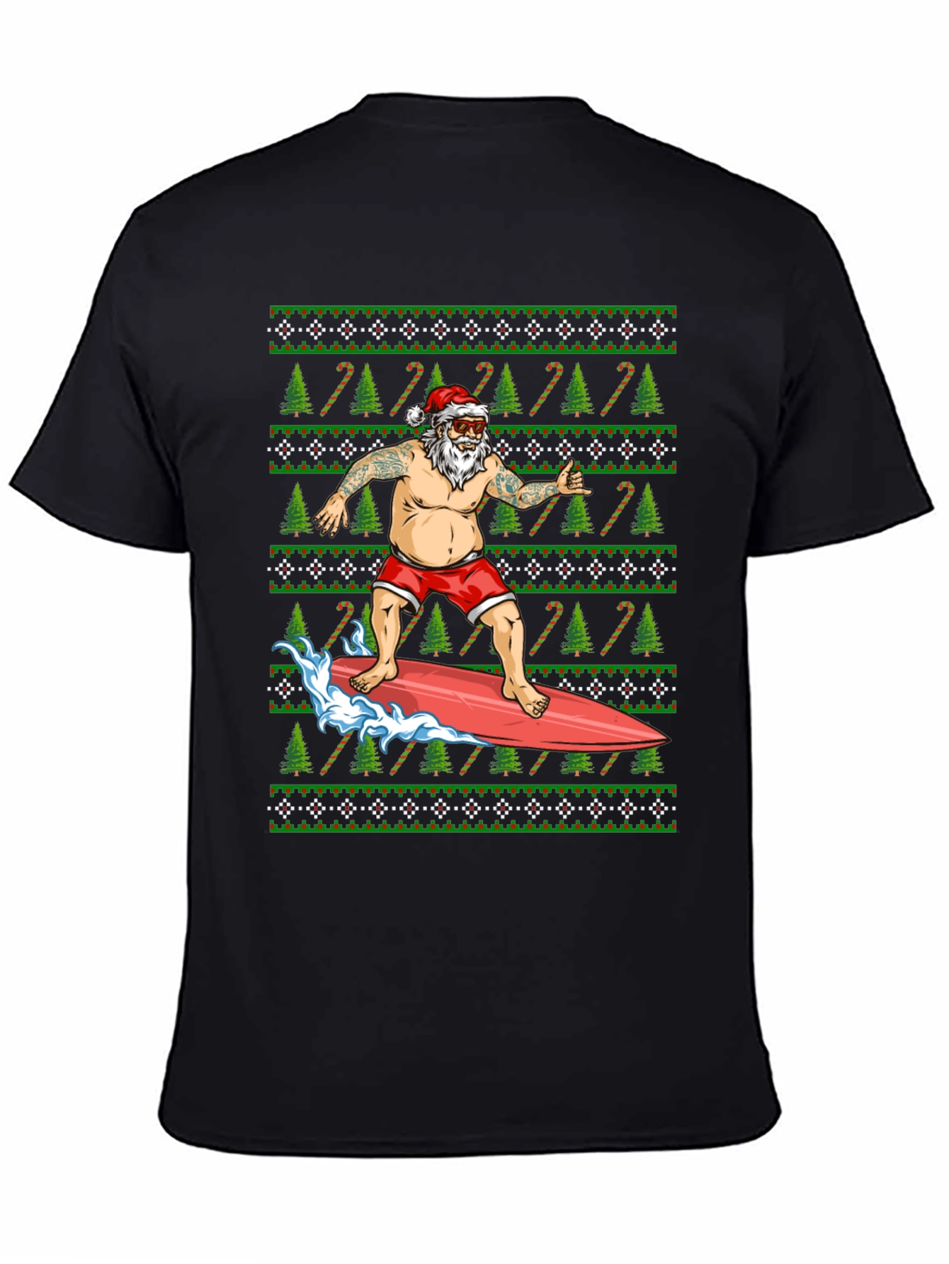Surfing Santa T-Shirt - Christmas Holiday Tee