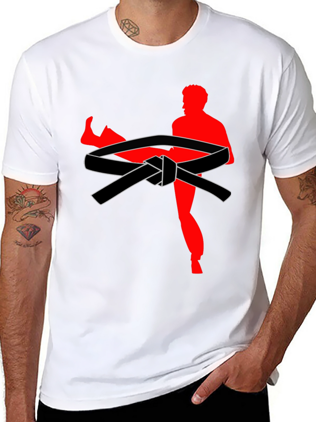 Karate Kick T-Shirt - Black Belt Design