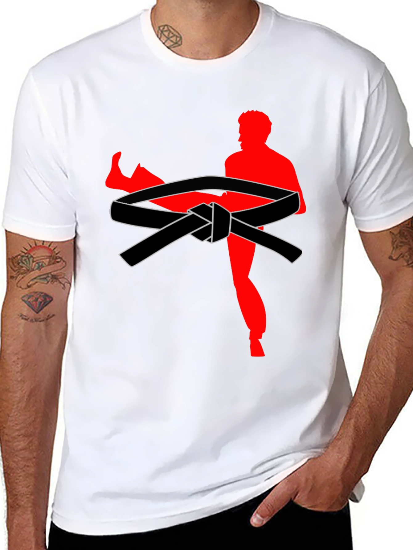 Karate Kick T-Shirt - Black Belt Design