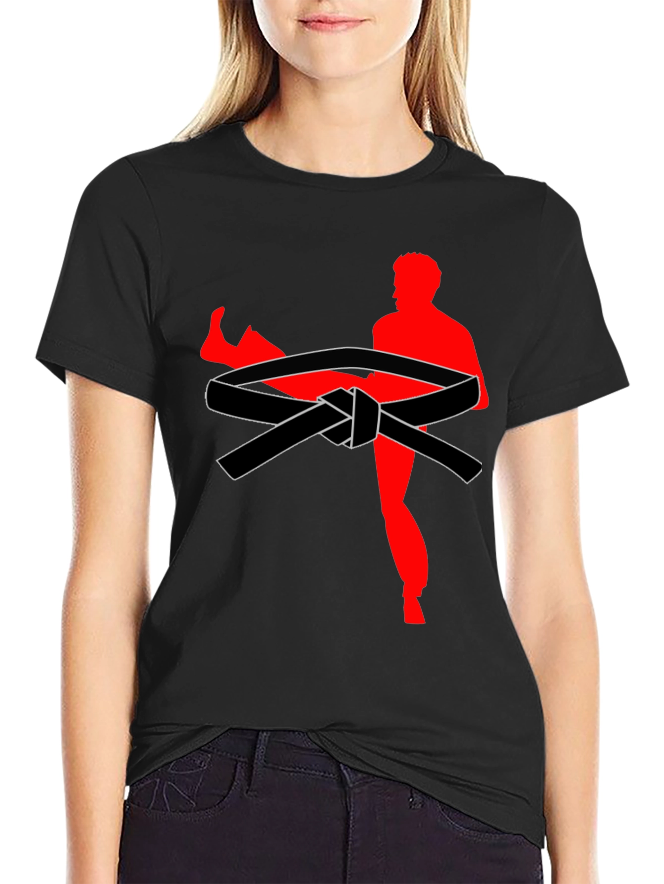 Karate Kick T-Shirt - Black Belt Design