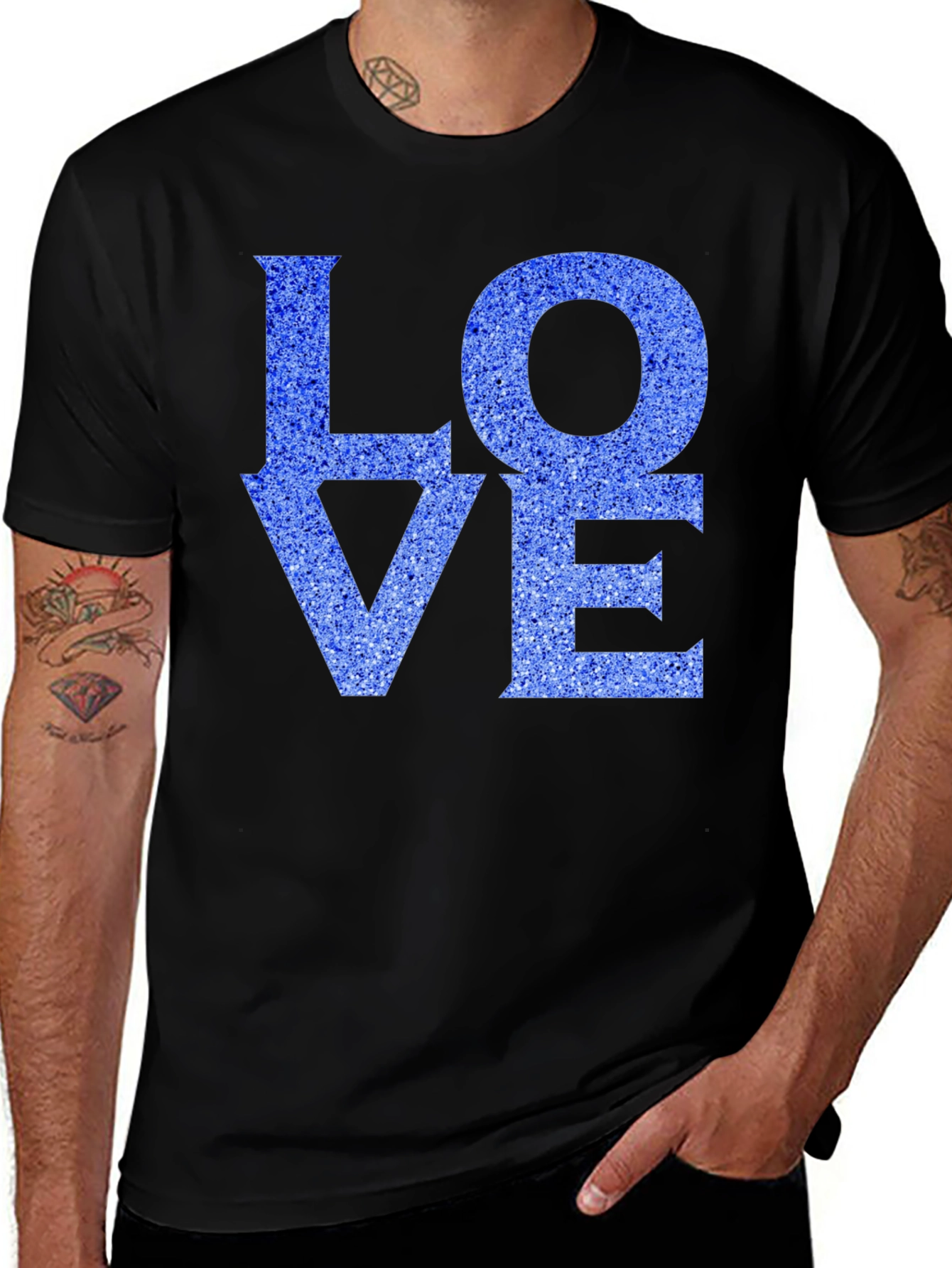 Love T-Shirt - Blue Glitter Effect Design