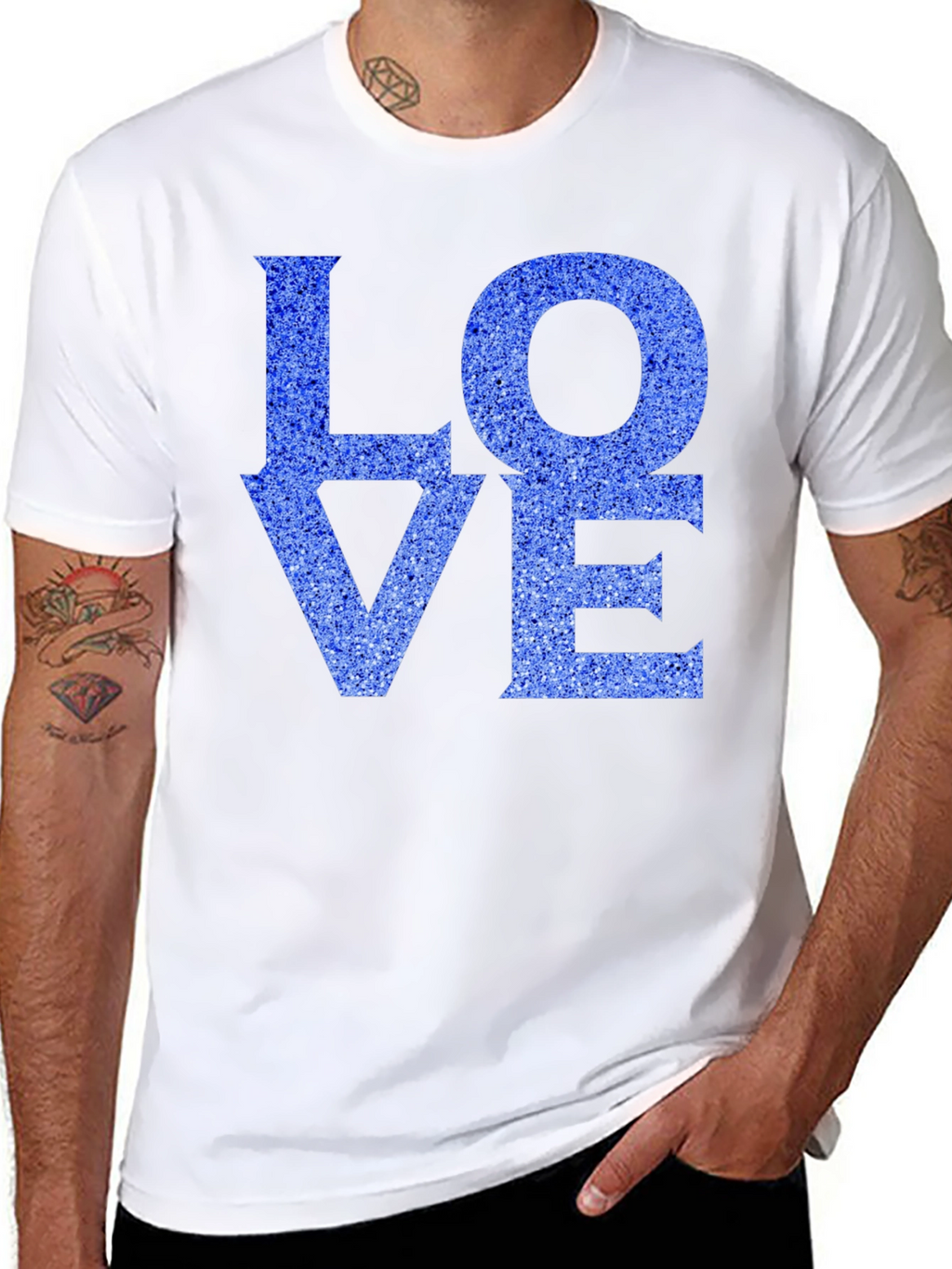Love T-Shirt - Blue Glitter Effect Design