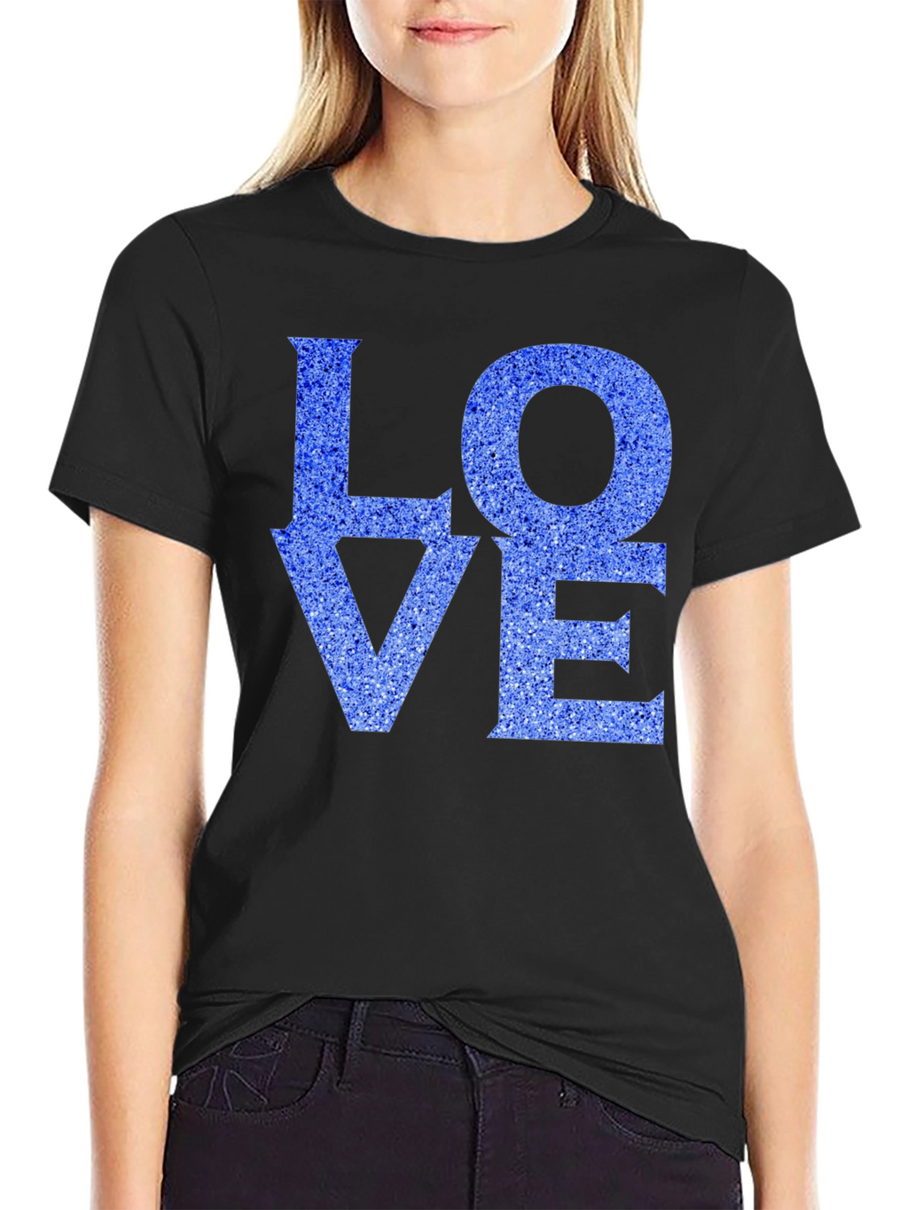 Love T-Shirt - Blue Glitter Effect Design