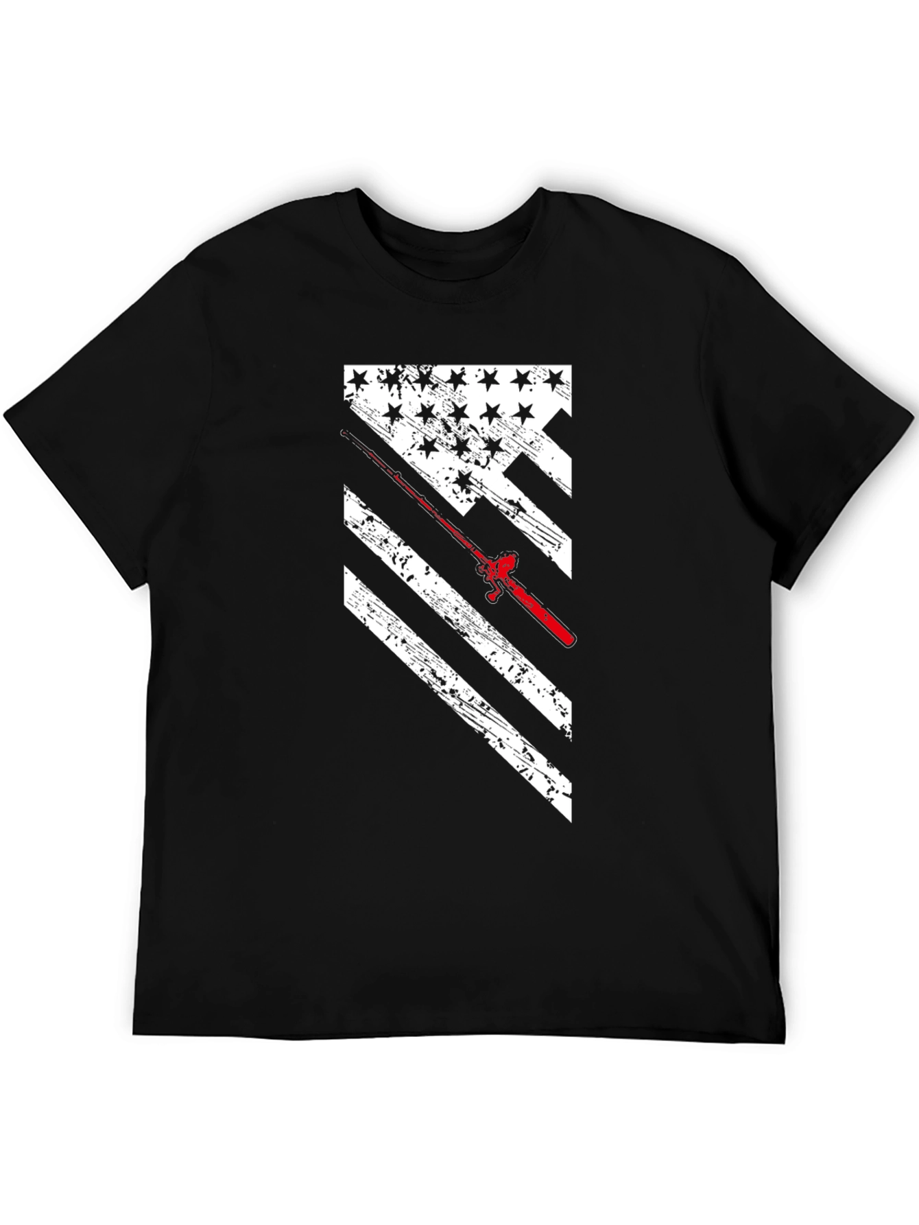 Fishing Rod American Flag Graphic T-Shirt