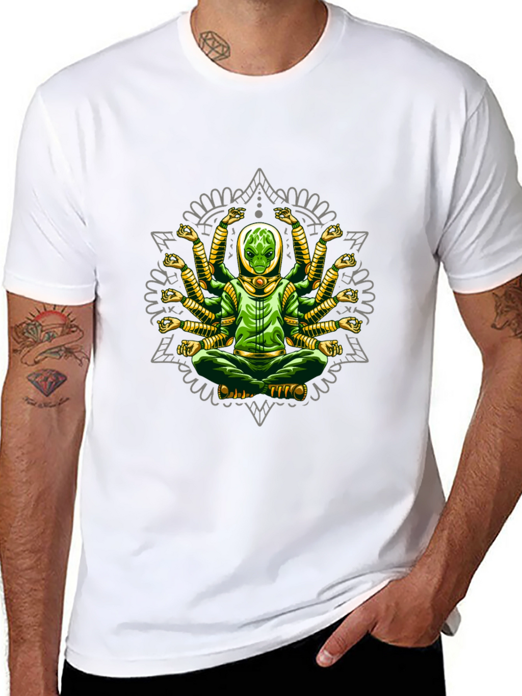 Multi-Armed Alien Meditation T-Shirt