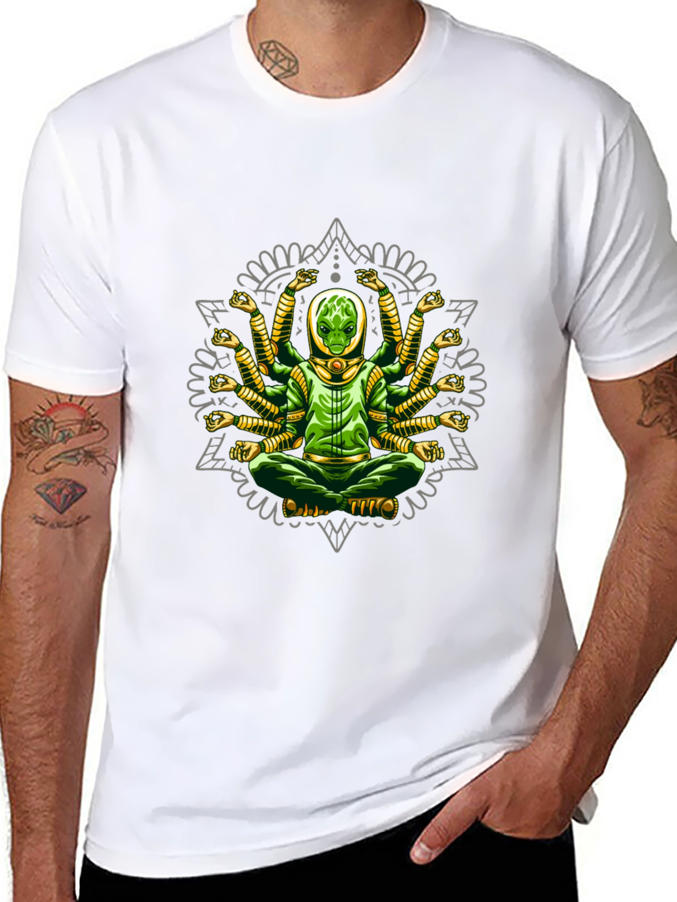 Multi-Armed Alien Meditation T-Shirt