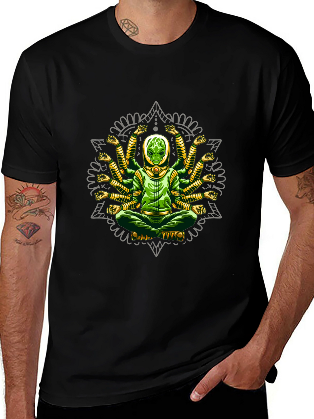 Multi-Armed Alien Meditation T-Shirt