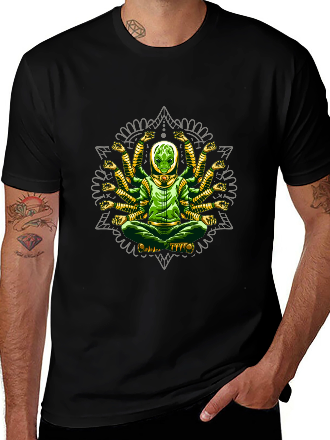 Multi-Armed Alien Meditation T-Shirt