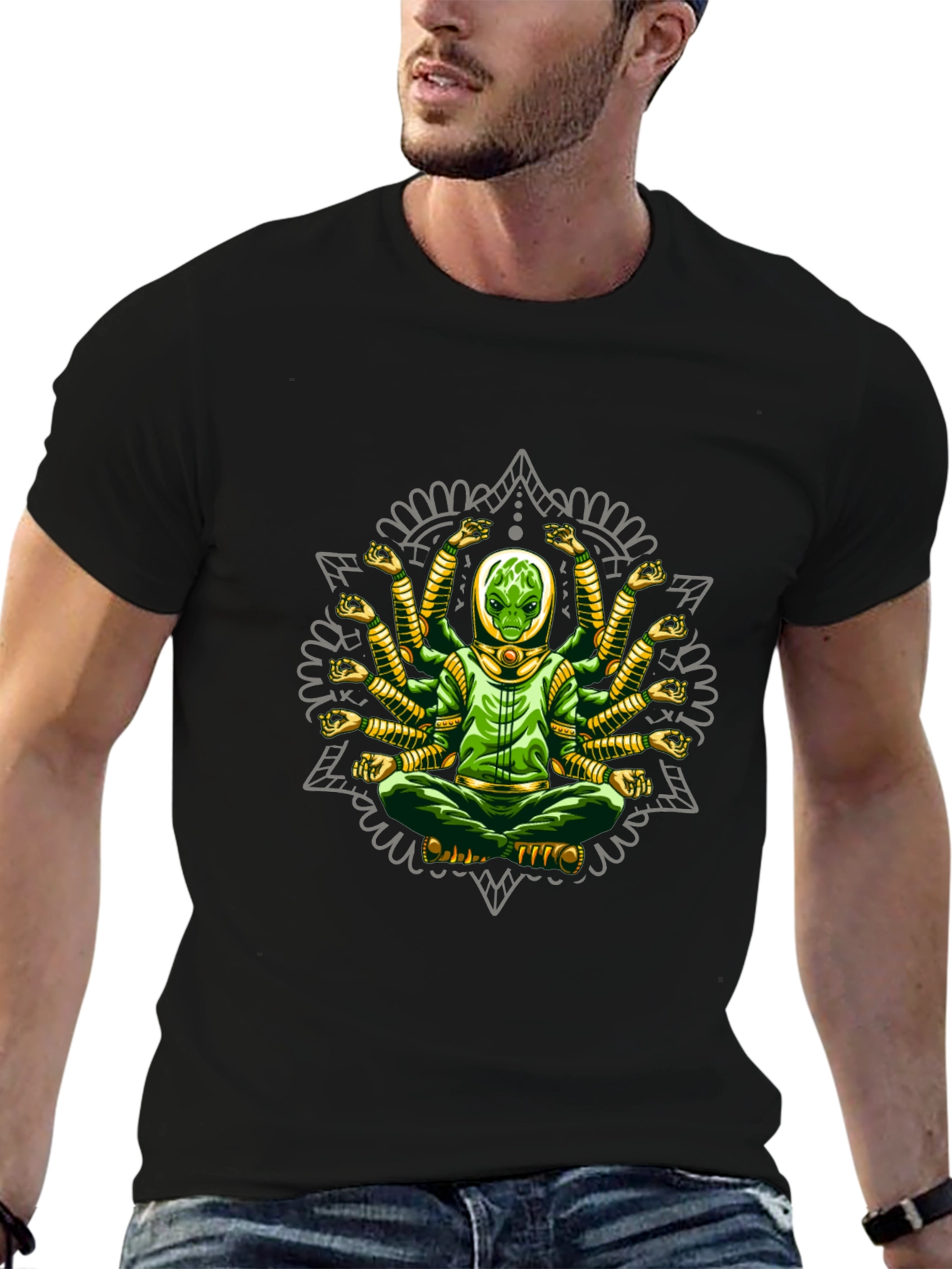 Multi-Armed Alien Meditation T-Shirt