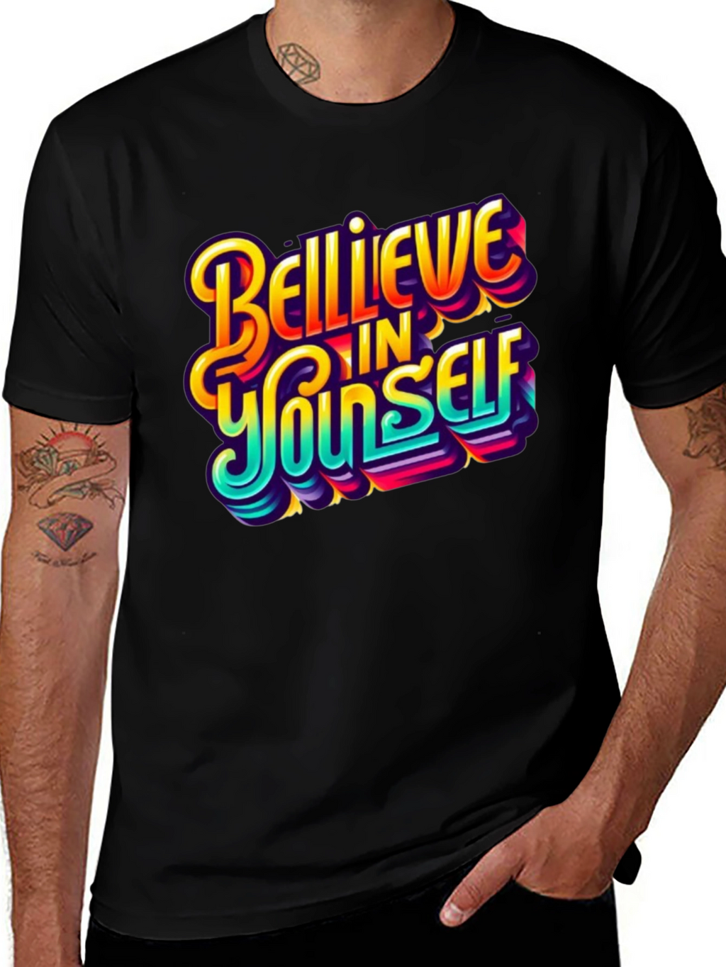 Believe In Yourself Graphic Tee - Black