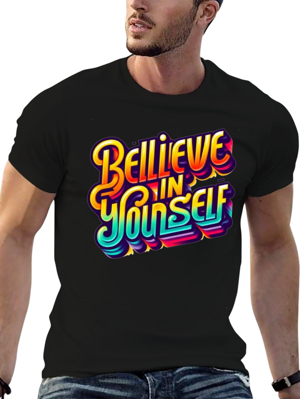 Believe In Yourself Graphic Tee - Black