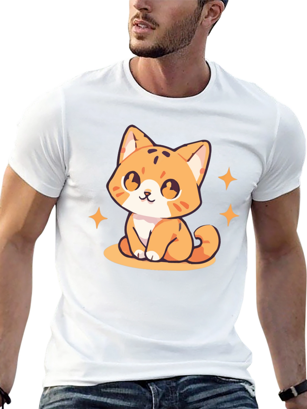 Cute Kitten Graphic Tee - Black Cotton Comfort