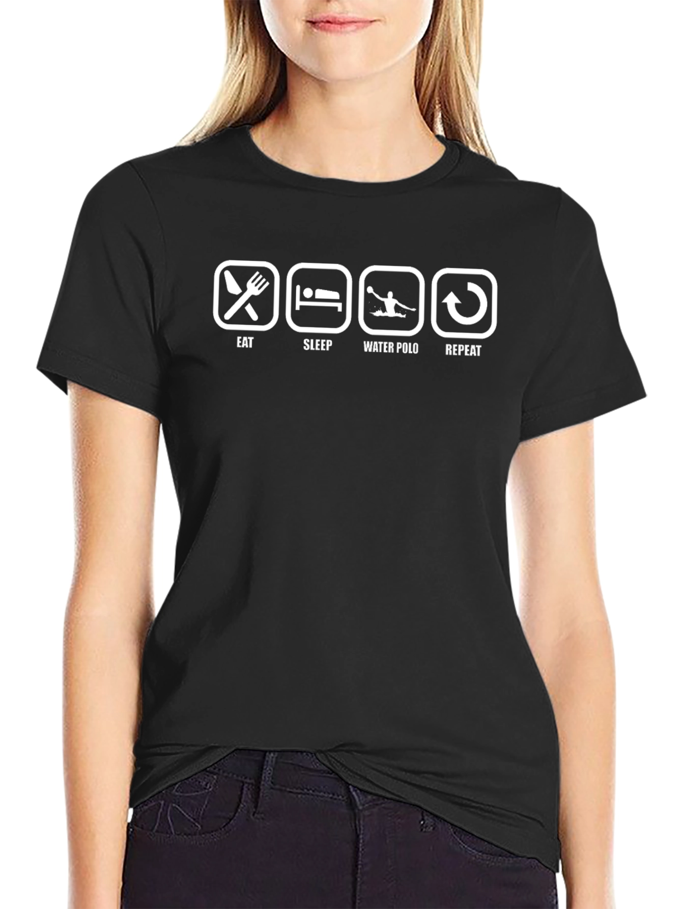 Eat Sleep Water Polo Repeat Black T-Shirt