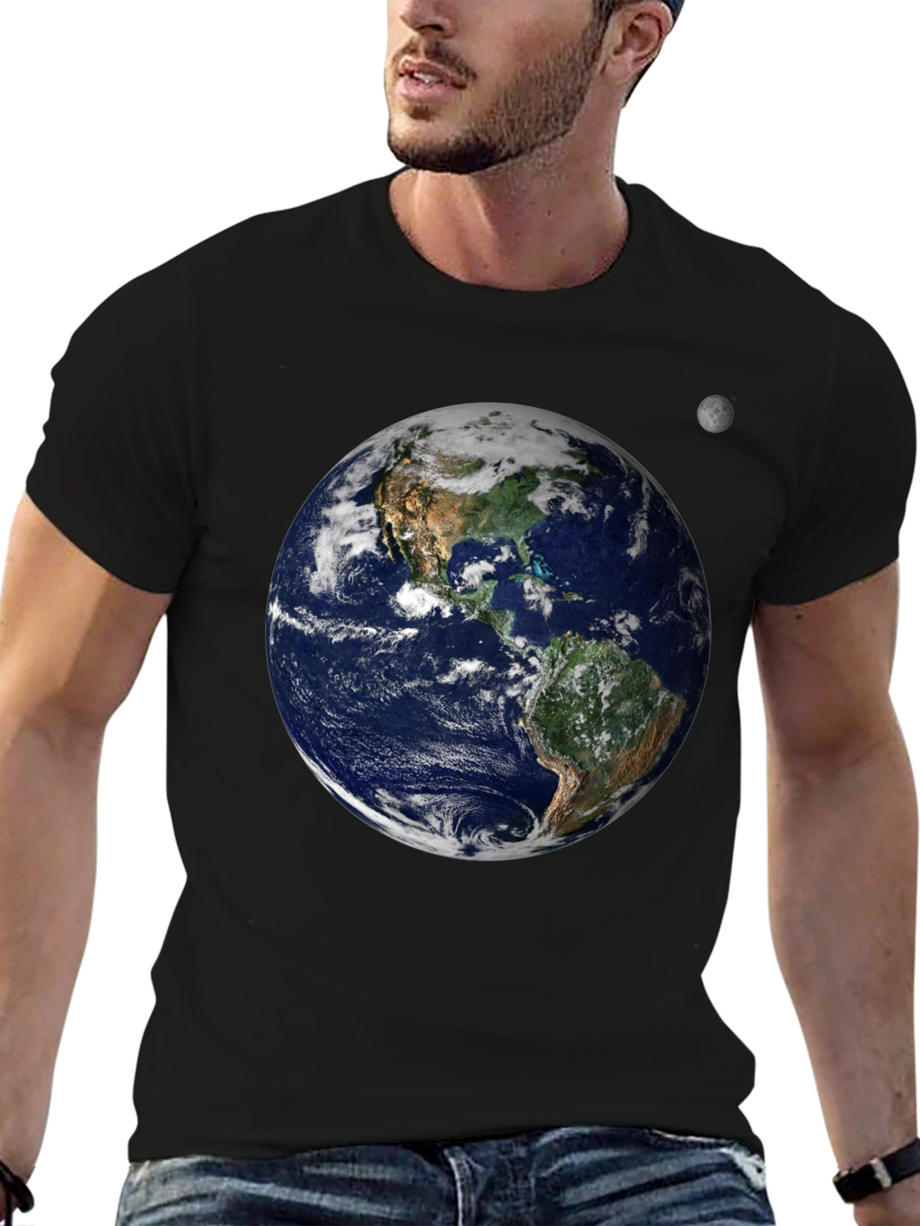 Earth and Moon Graphic Tee - Black