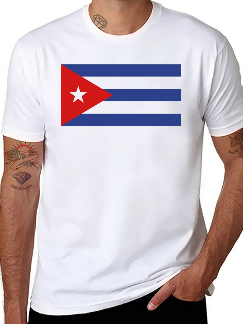 Cuban Pride T-Shirt - Black - Star & Stripes