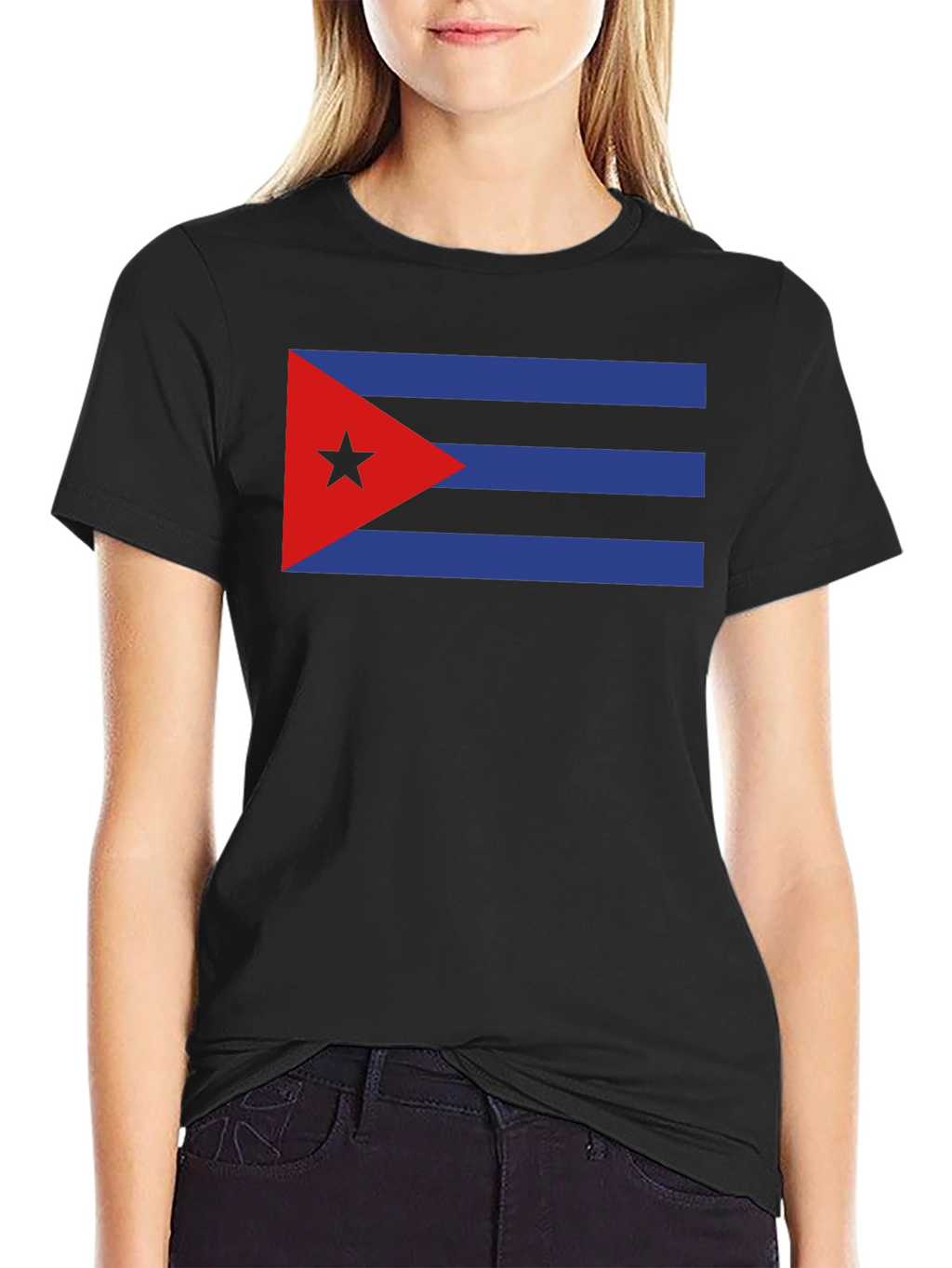 Cuban Pride T-Shirt - Black - Star & Stripes