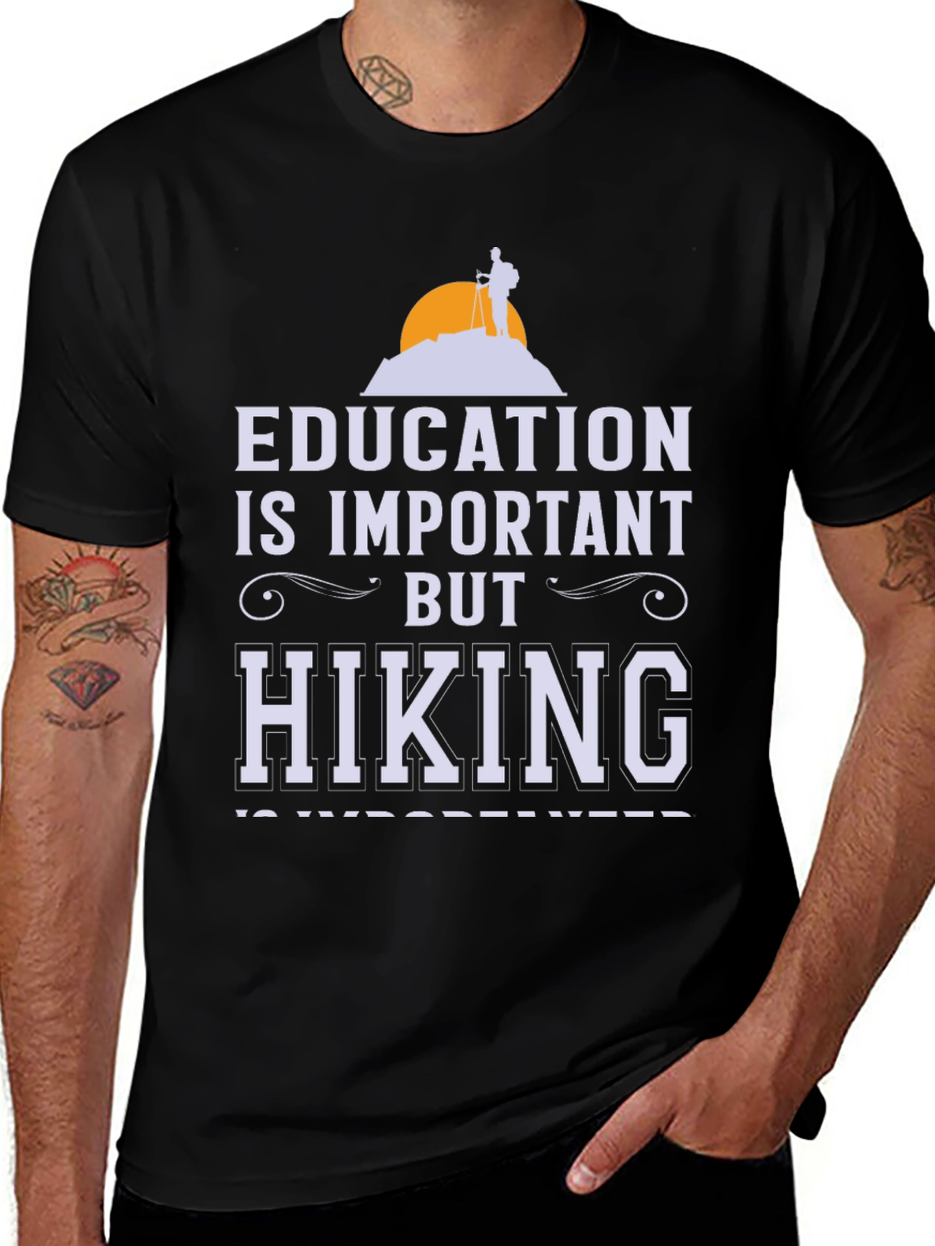 Education vs Hiking Graphic Tee