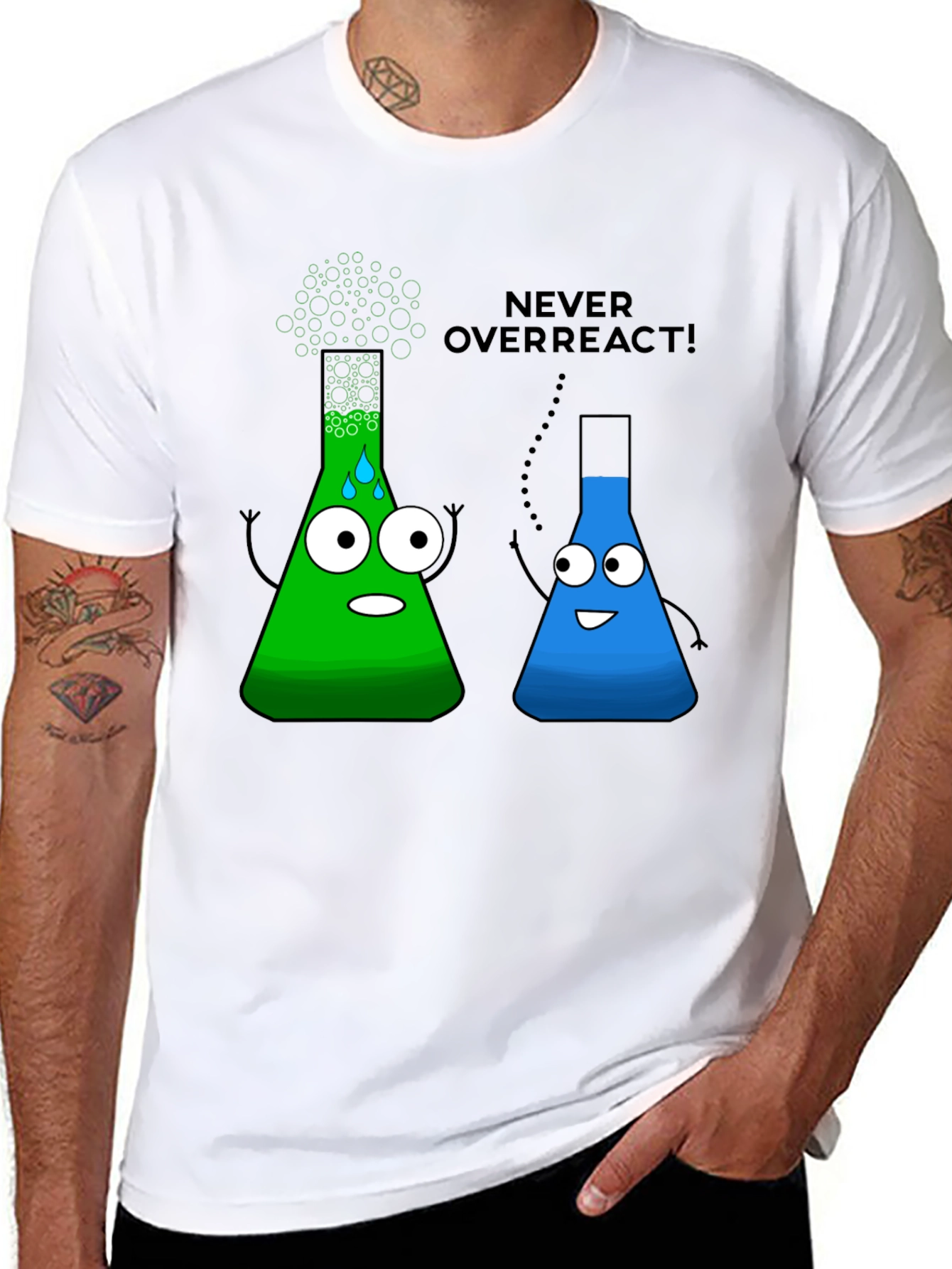 Never Overreact! Science Humor Black T-Shirt
