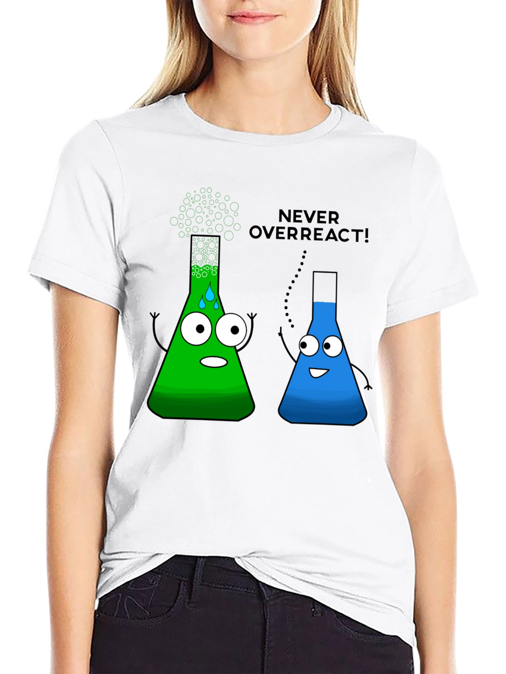 Never Overreact! Science Humor Black T-Shirt