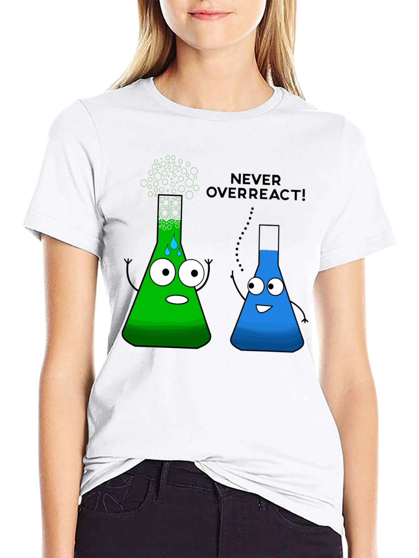 Never Overreact! Science Humor Black T-Shirt