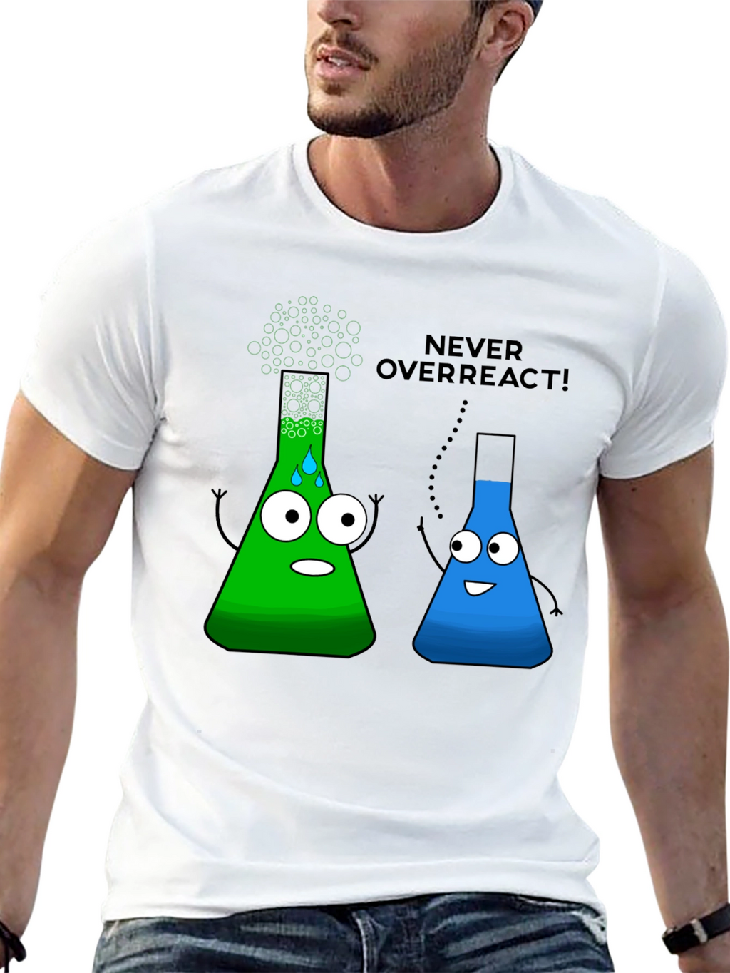 Never Overreact! Science Humor Black T-Shirt