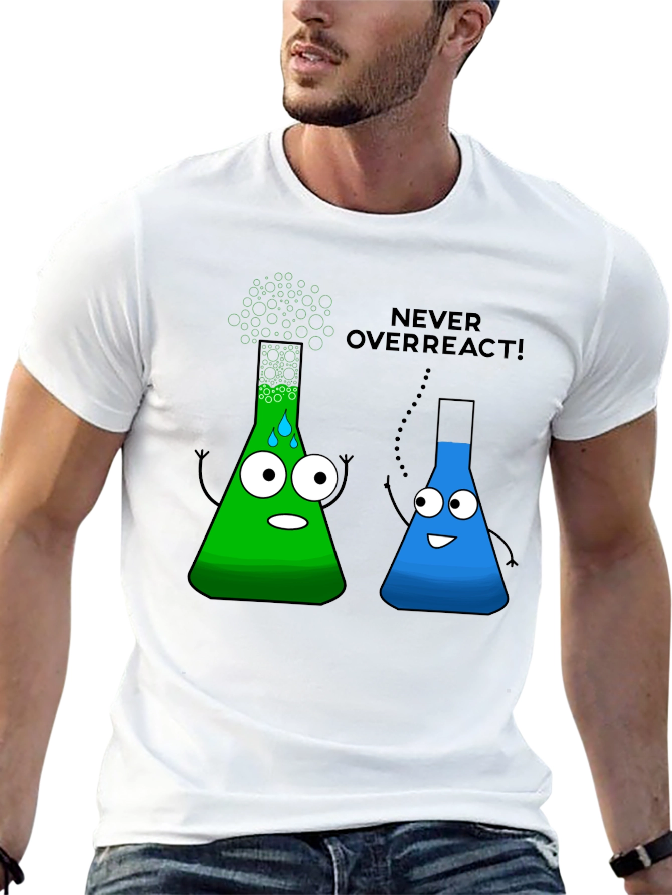 Never Overreact! Science Humor Black T-Shirt