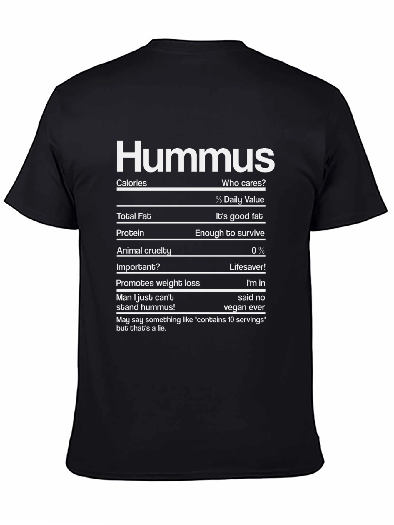Hummus Nutrition Facts T-Shirt - Funny Vegan Tee