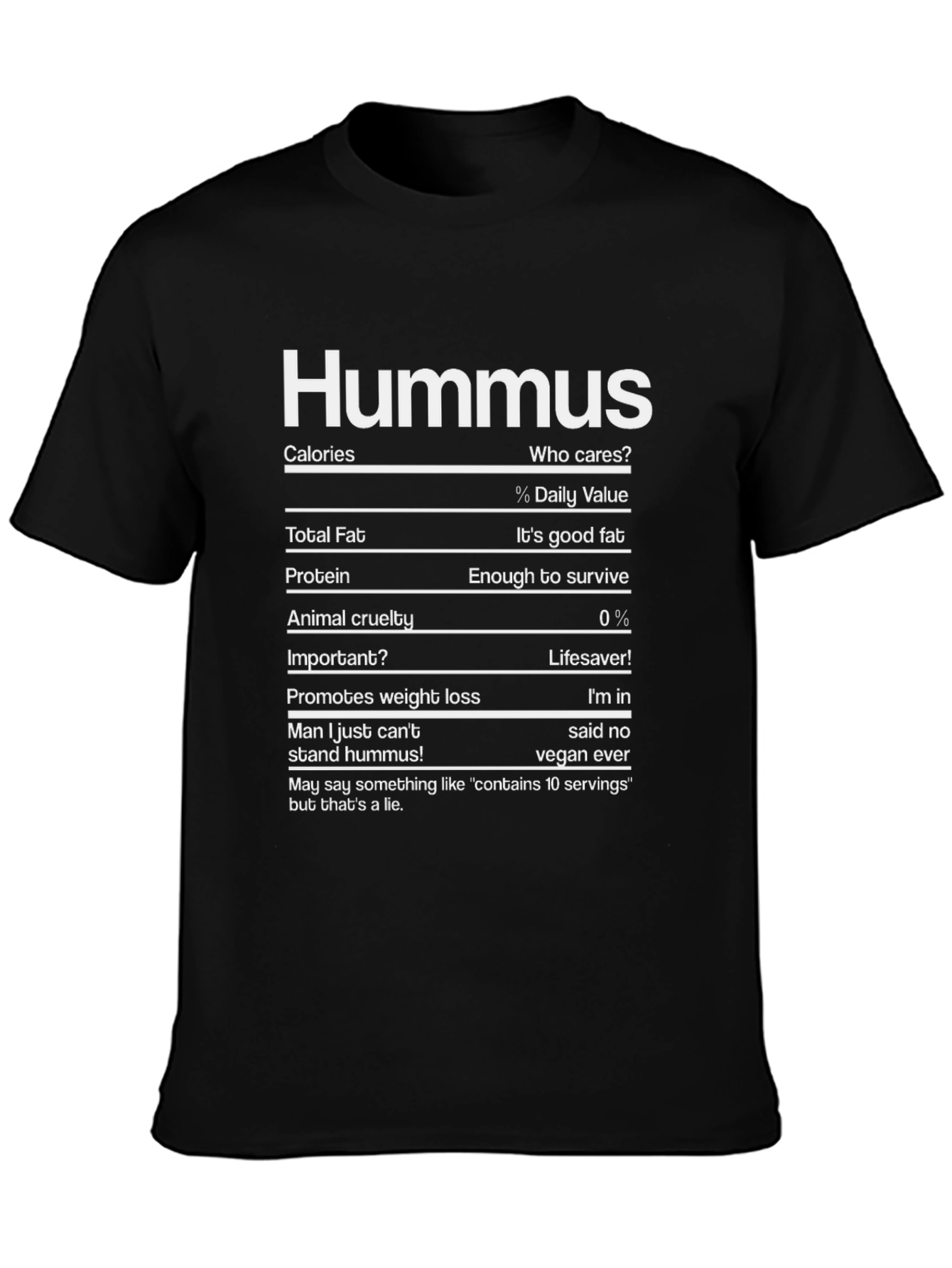 Hummus Nutrition Facts T-Shirt - Funny Vegan Tee