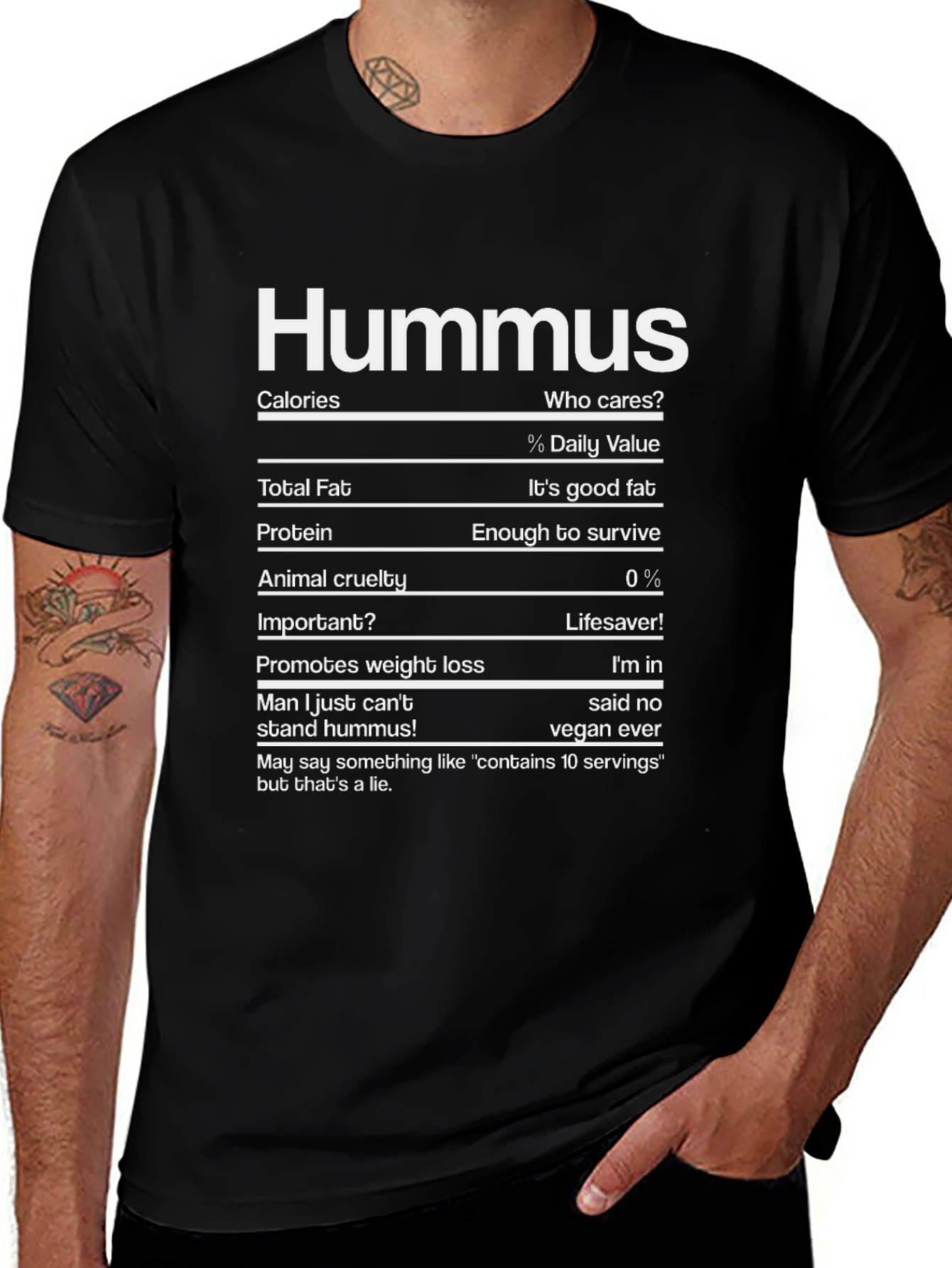 Hummus Nutrition Facts T-Shirt - Funny Vegan Tee