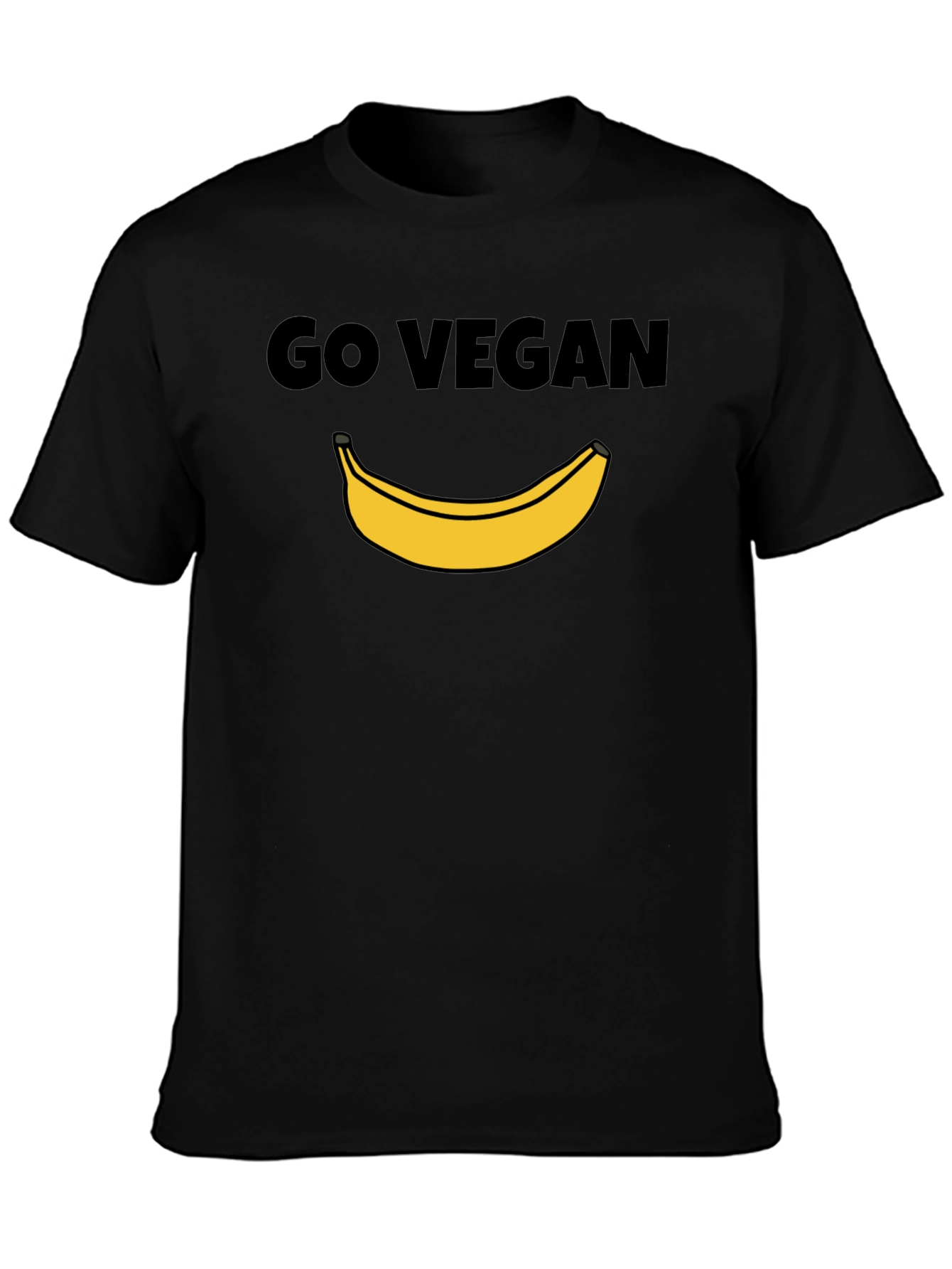 Go Vegan Banana Graphic Tee - Unisex Black T-Shirt