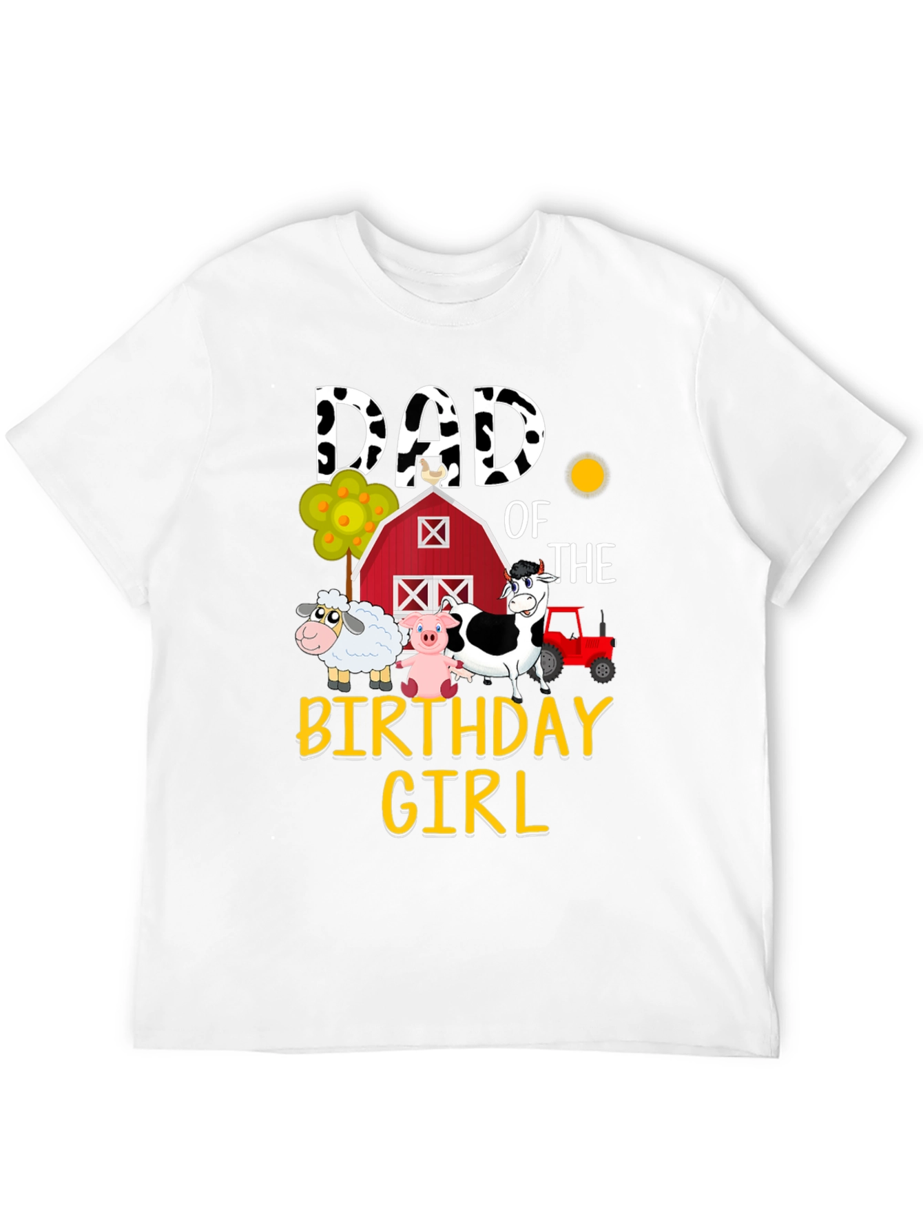Dad Birthday Girl Farm Animals Graphic T-Shirt
