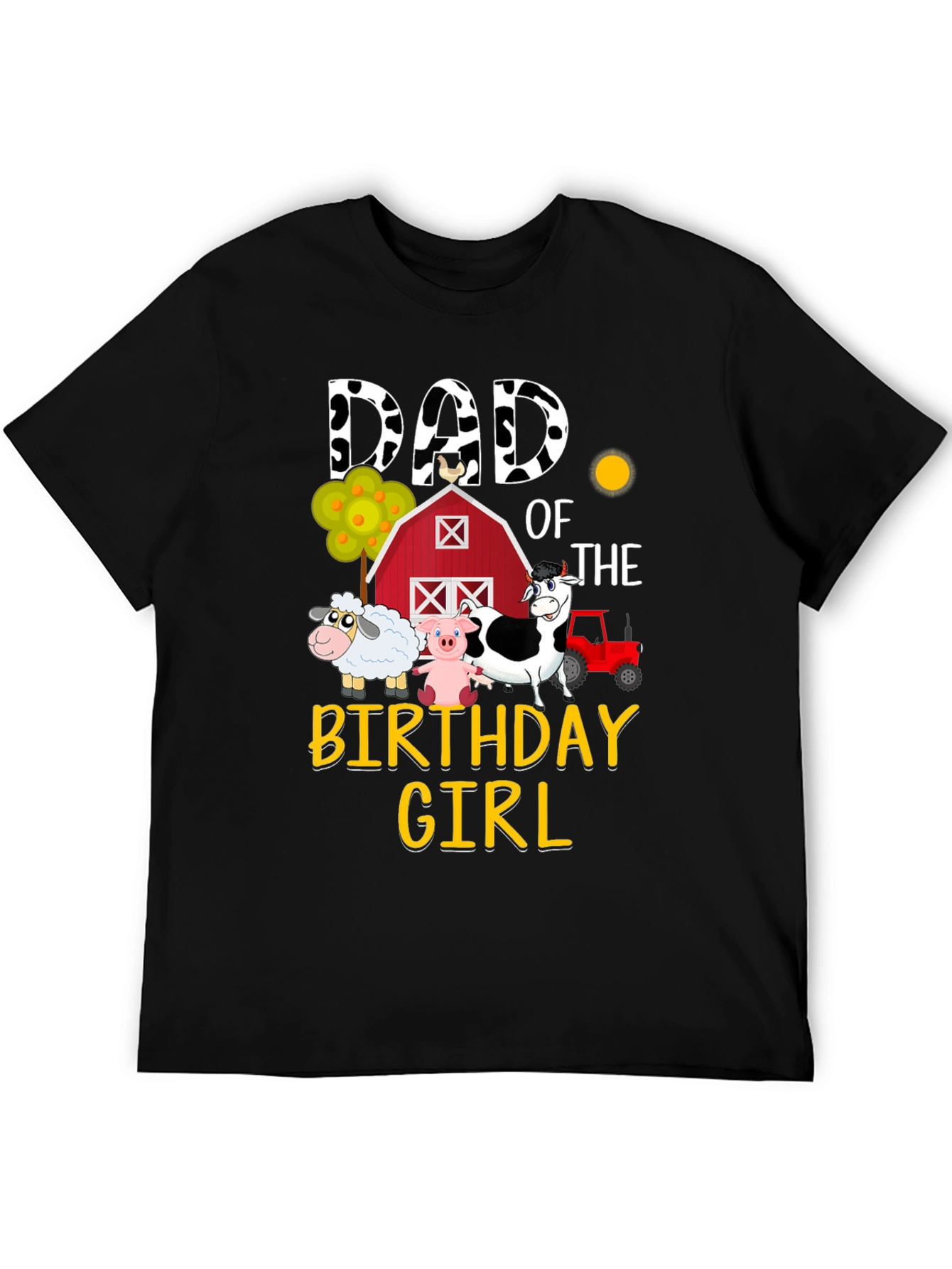 Dad Birthday Girl Farm Animals Graphic T-Shirt
