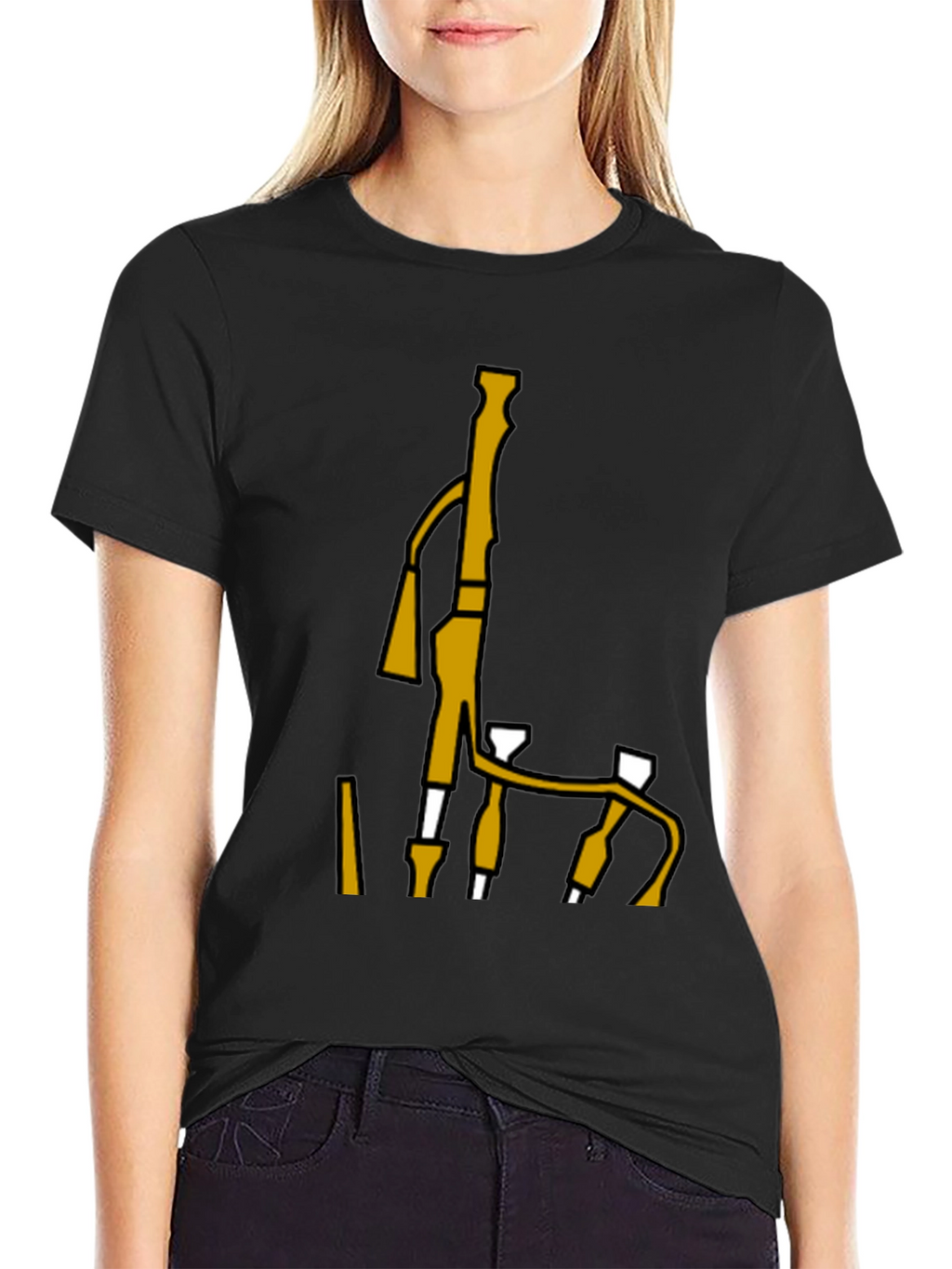 Bagpipes Graphic Tee - Black Cotton T-Shirt