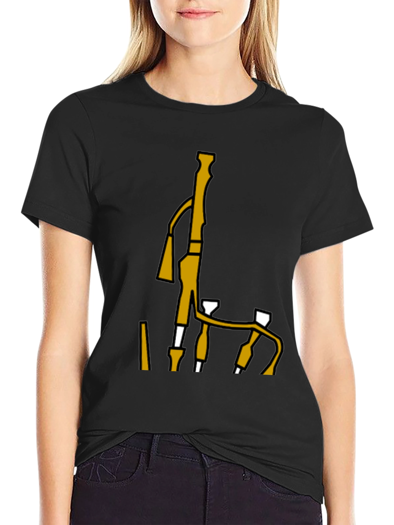 Bagpipes Graphic Tee - Black Cotton T-Shirt