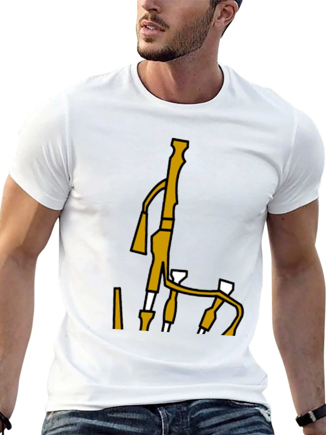 Bagpipes Graphic Tee - Black Cotton T-Shirt