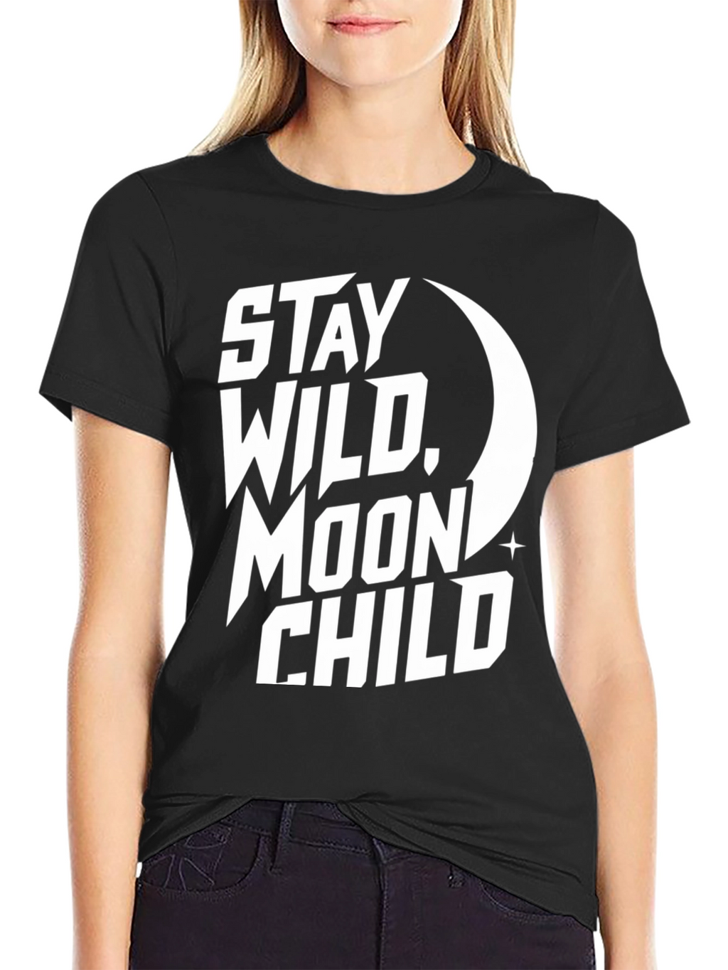 Stay Wild Moon Child Graphic Tee - Black