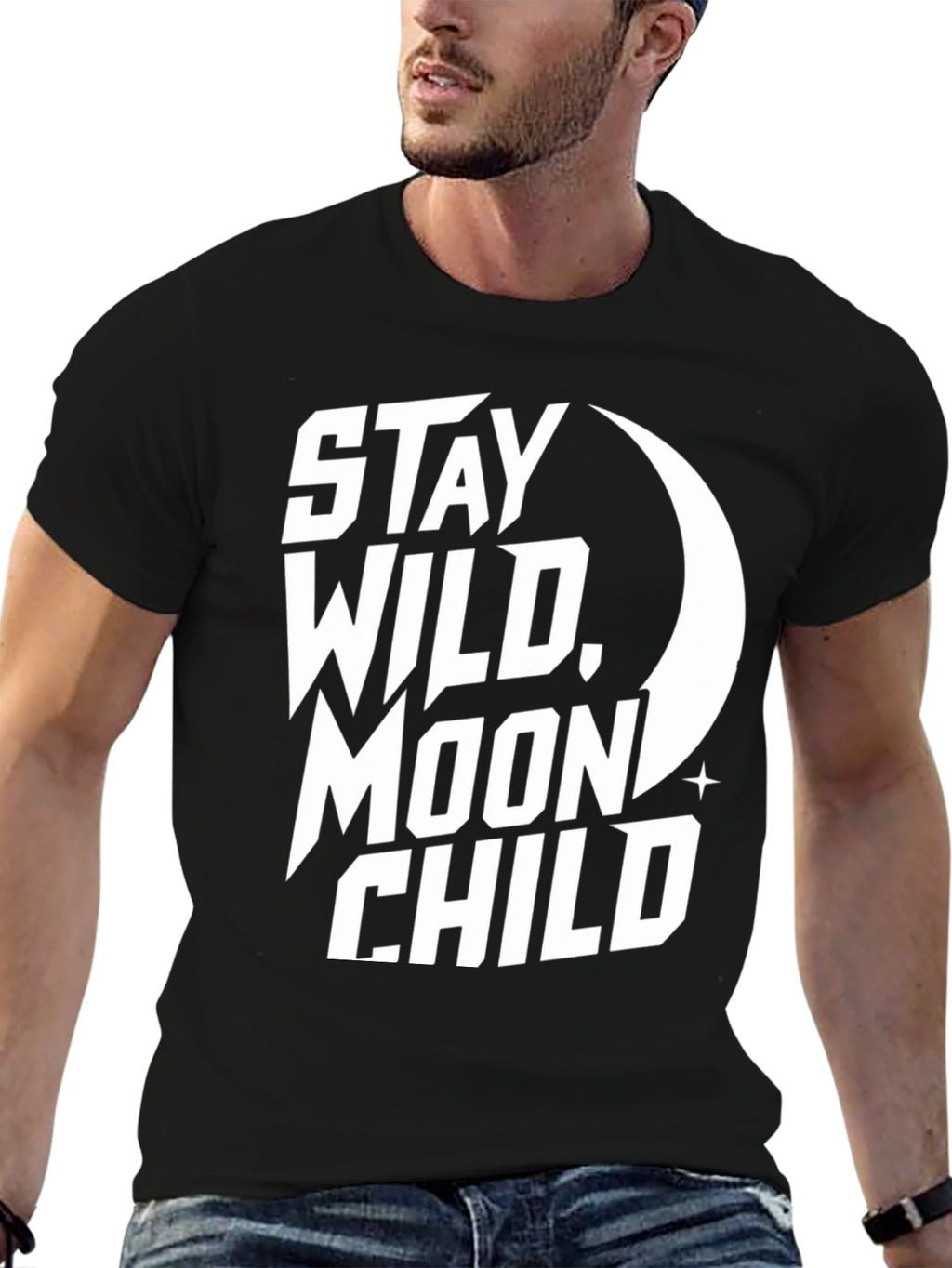 Stay Wild Moon Child Graphic Tee - Black