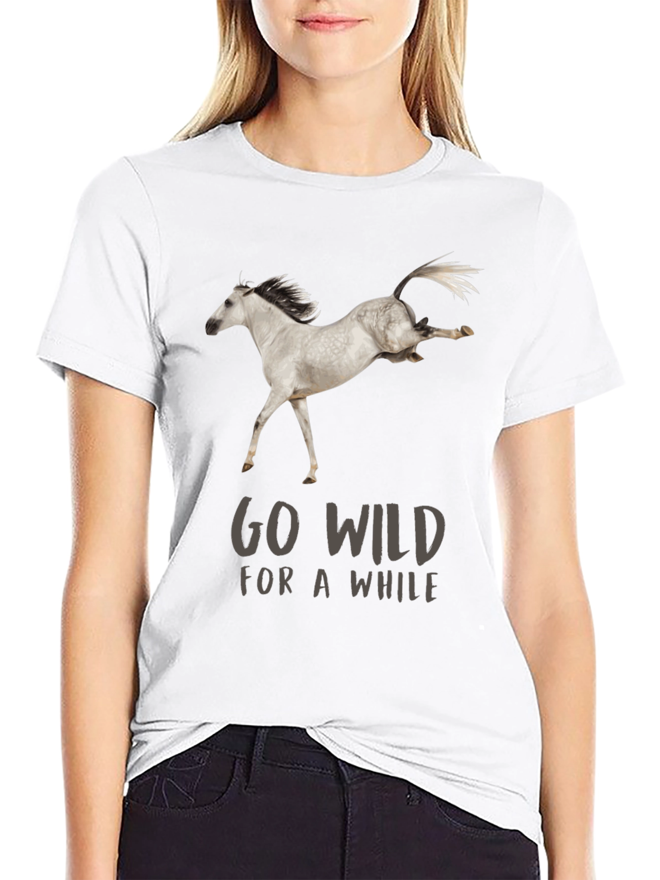 Go Wild Horse Graphic Tee - Stylish Cotton Comfort