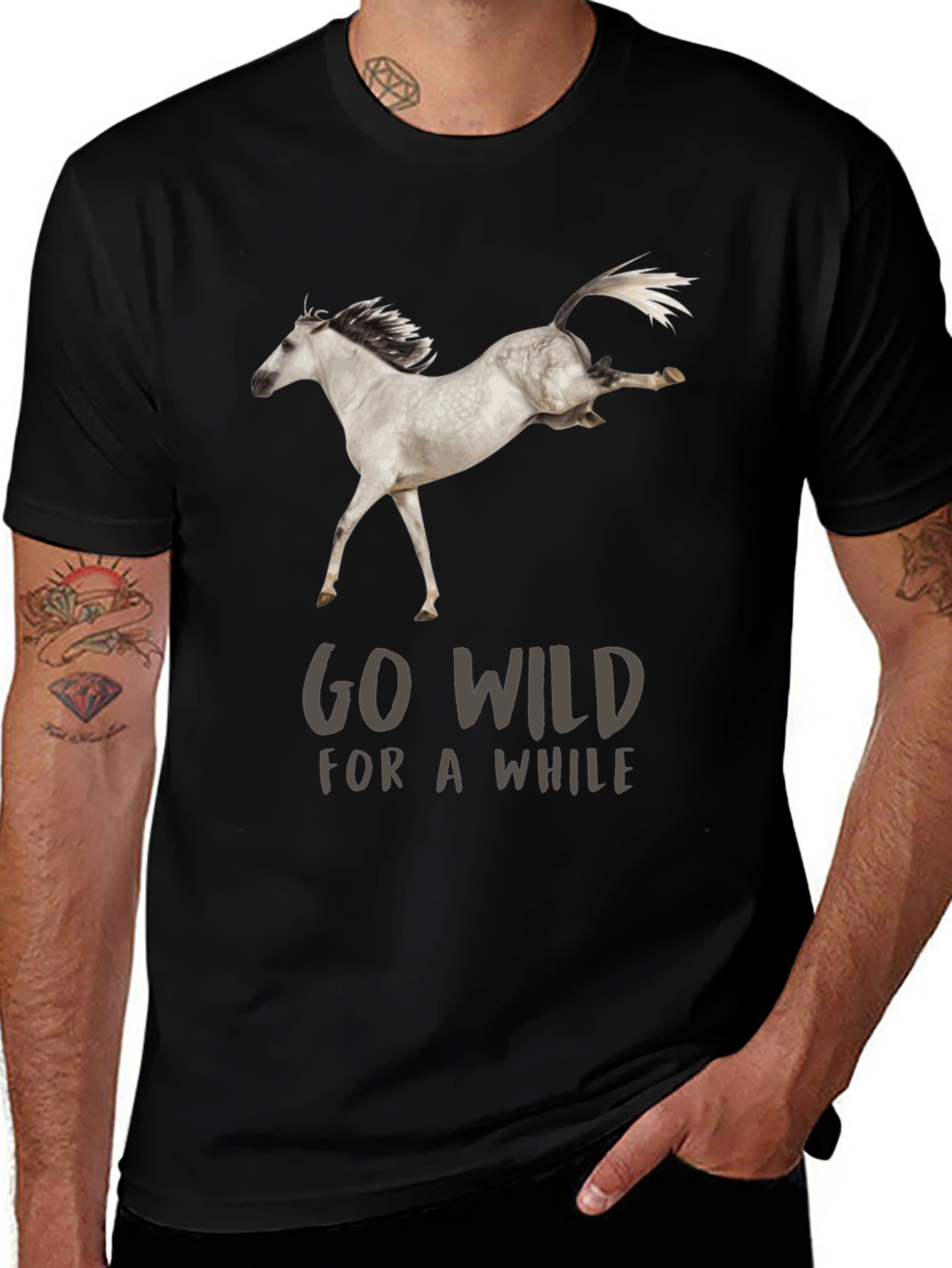 Go Wild Horse Graphic Tee - Stylish Cotton Comfort