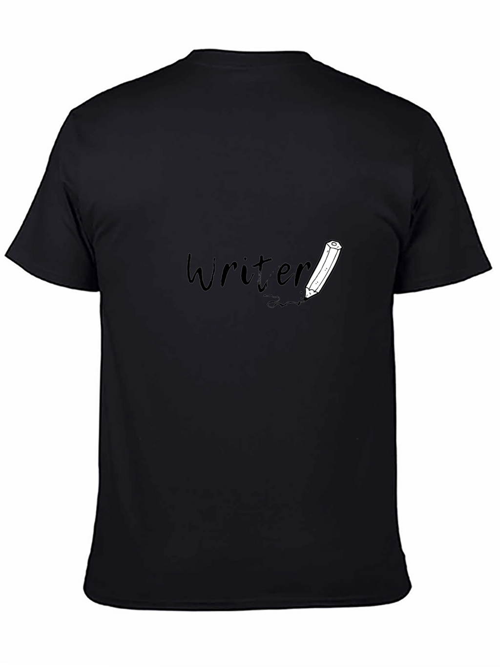 Writer T-Shirt: Black Tee with Pencil Design