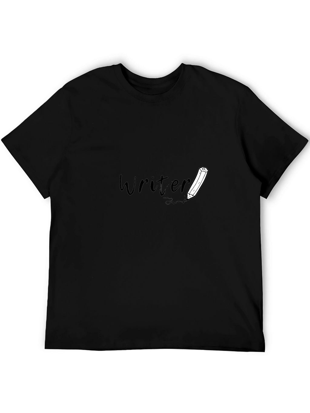 Writer T-Shirt: Black Tee with Pencil Design