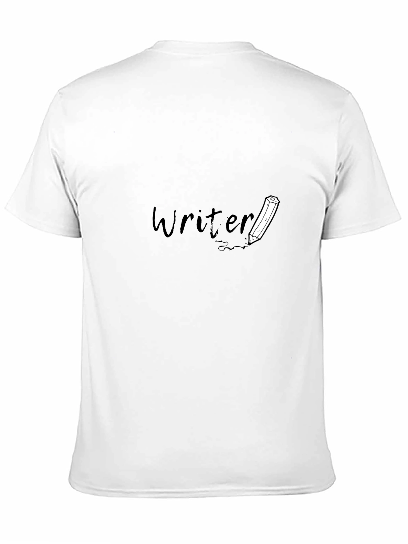 Writer T-Shirt: Black Tee with Pencil Design